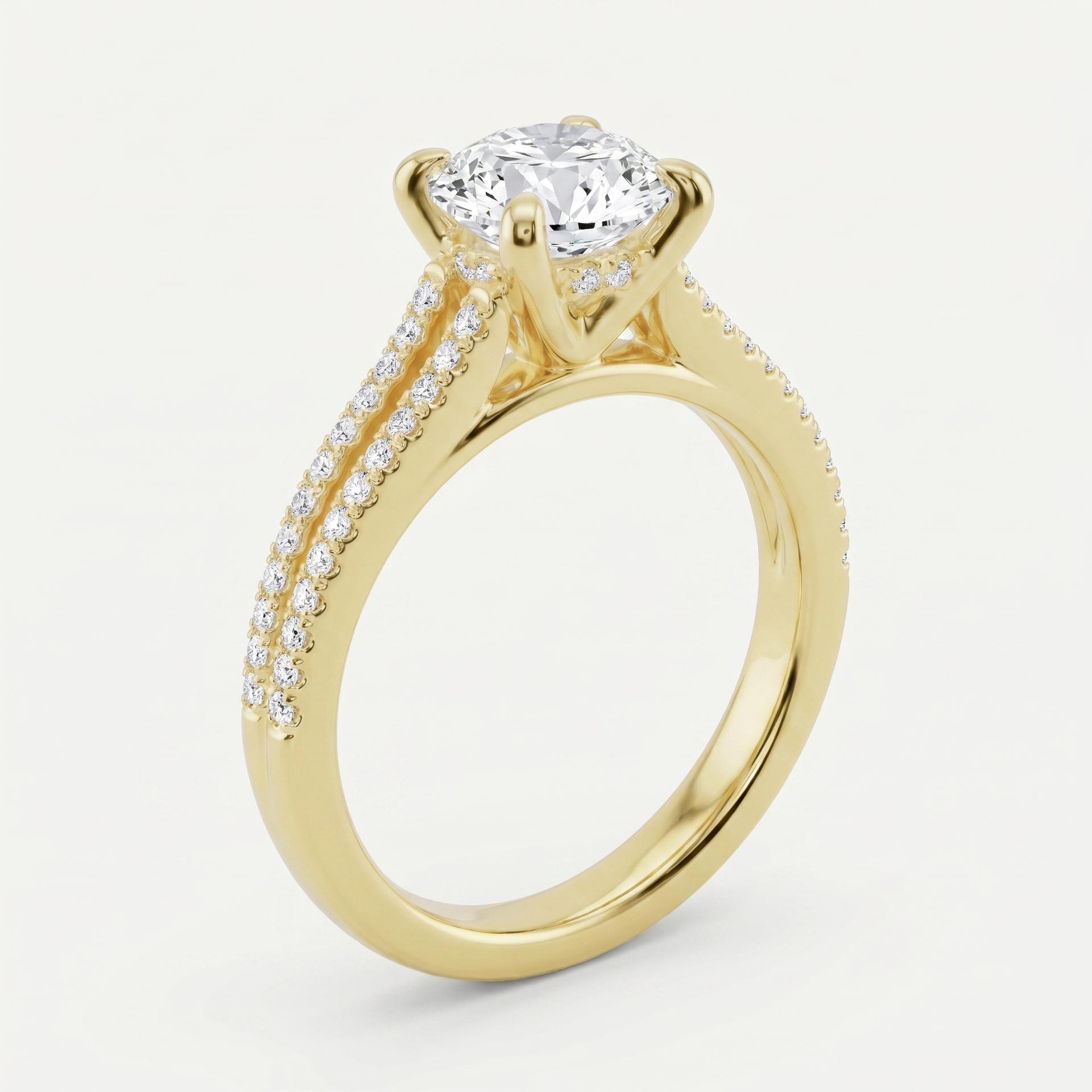 Double Row Pavé Solitaire Ring on model