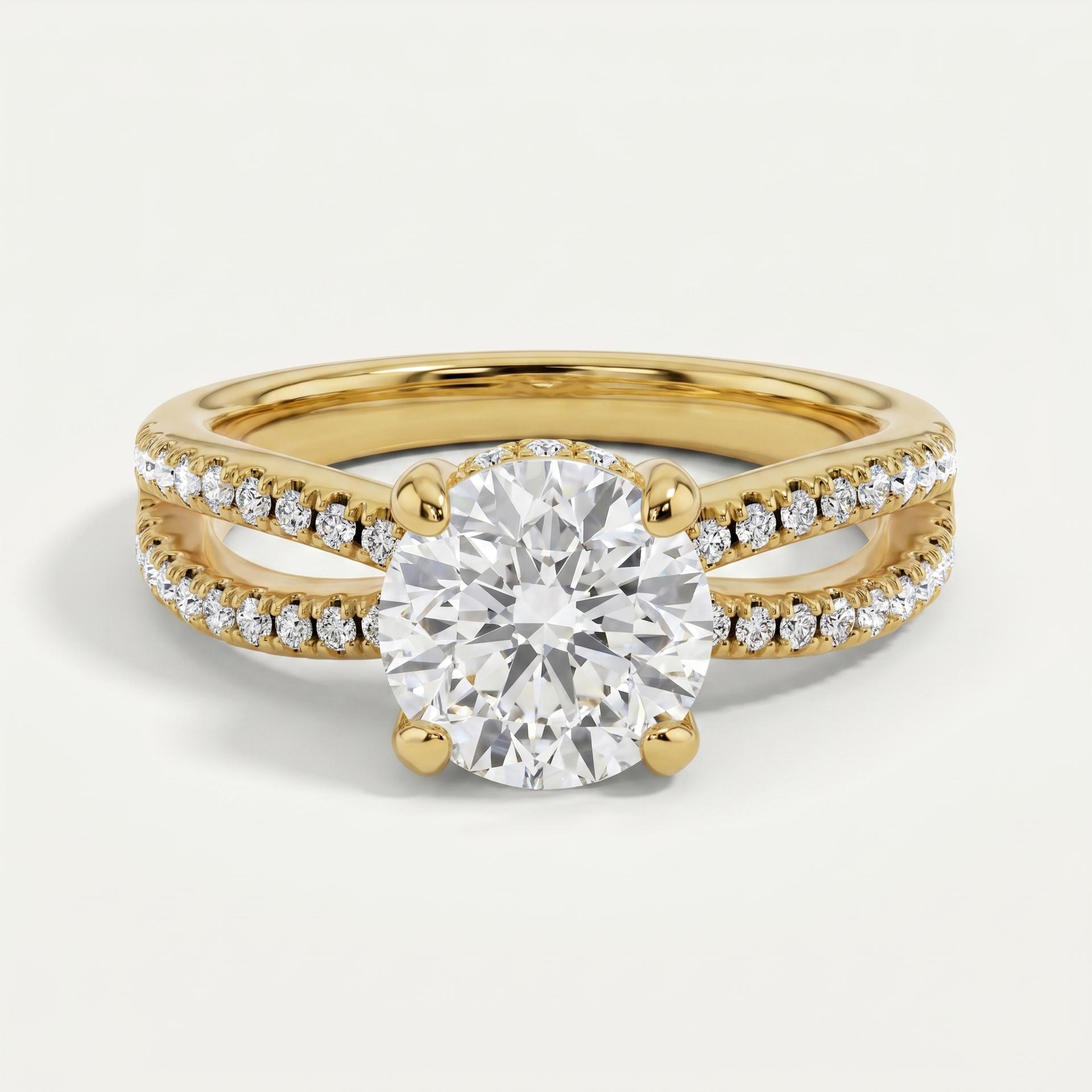Round Diamond Split Shank Ring