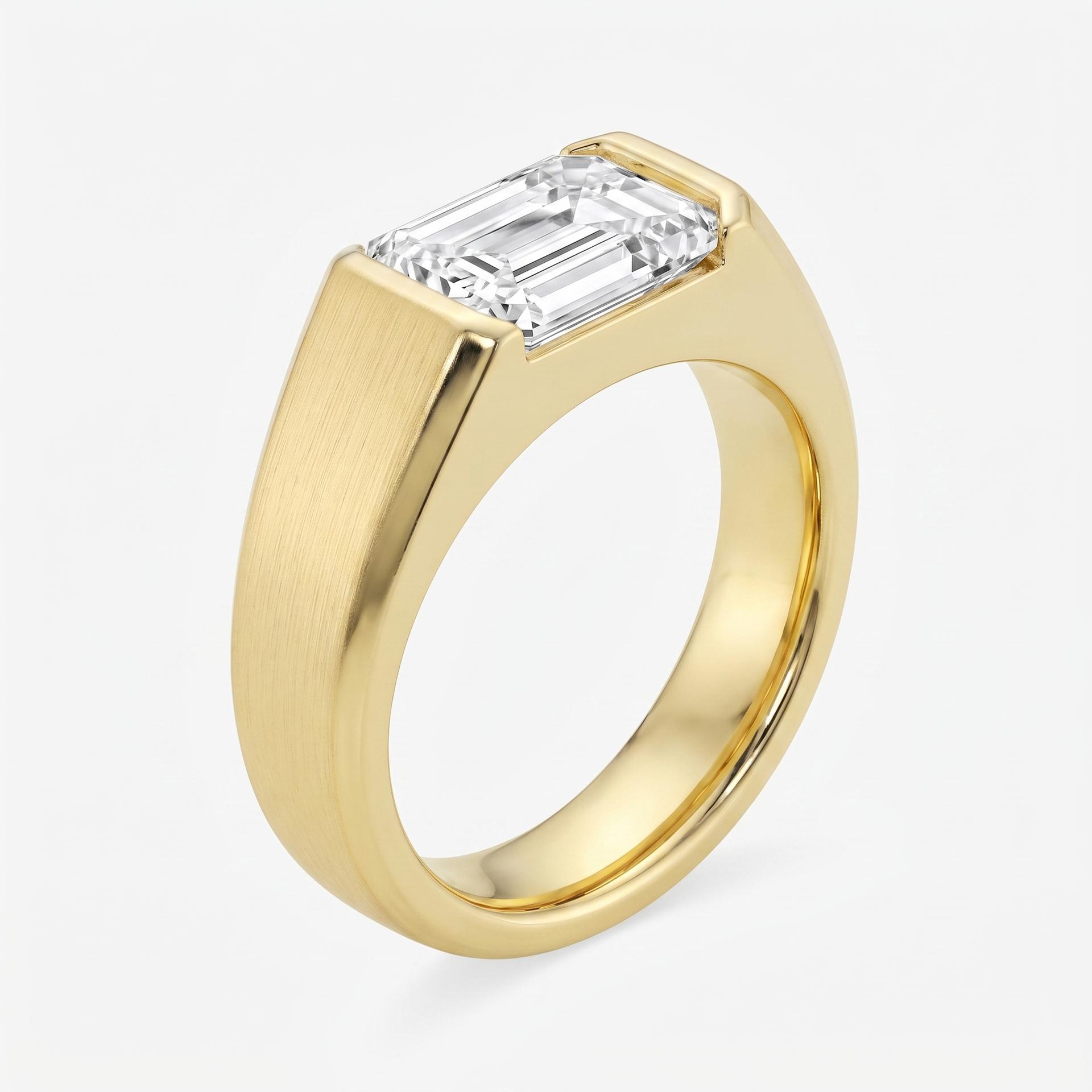 Emerald Cut Diamond Men's Band on model