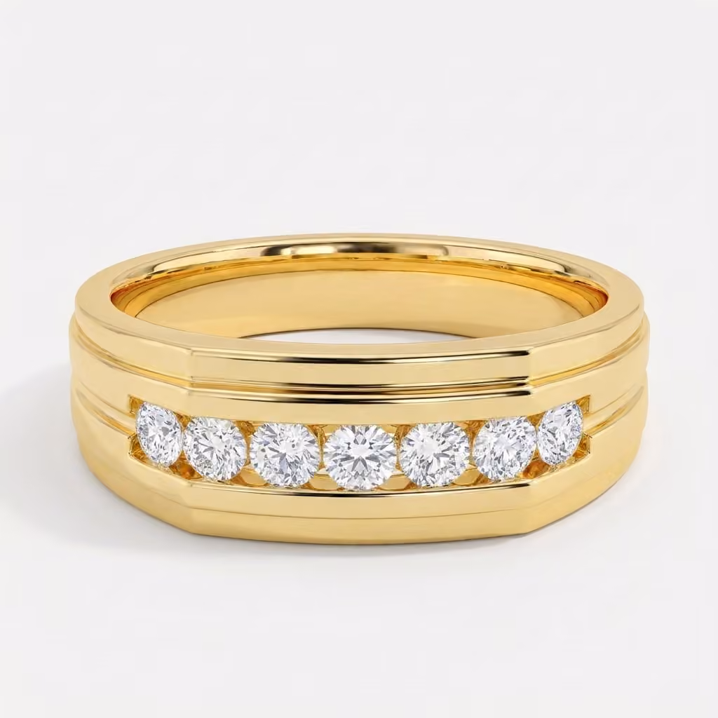 Round Diamond Seven-Stone Channel Ring