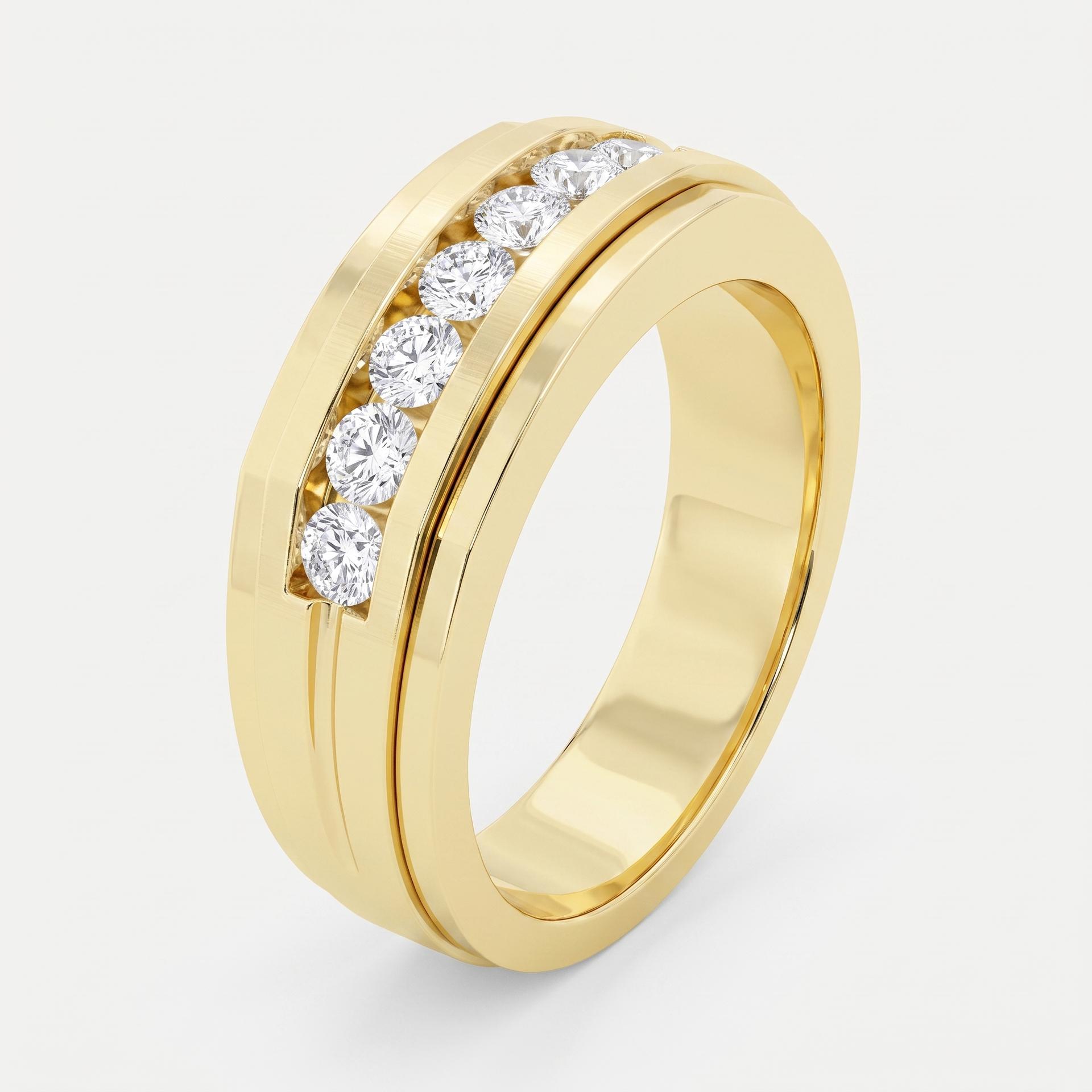 Round Diamond Seven-Stone Channel Ring on model