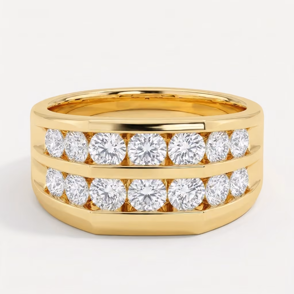 Double Row Channel Set Men's Ring