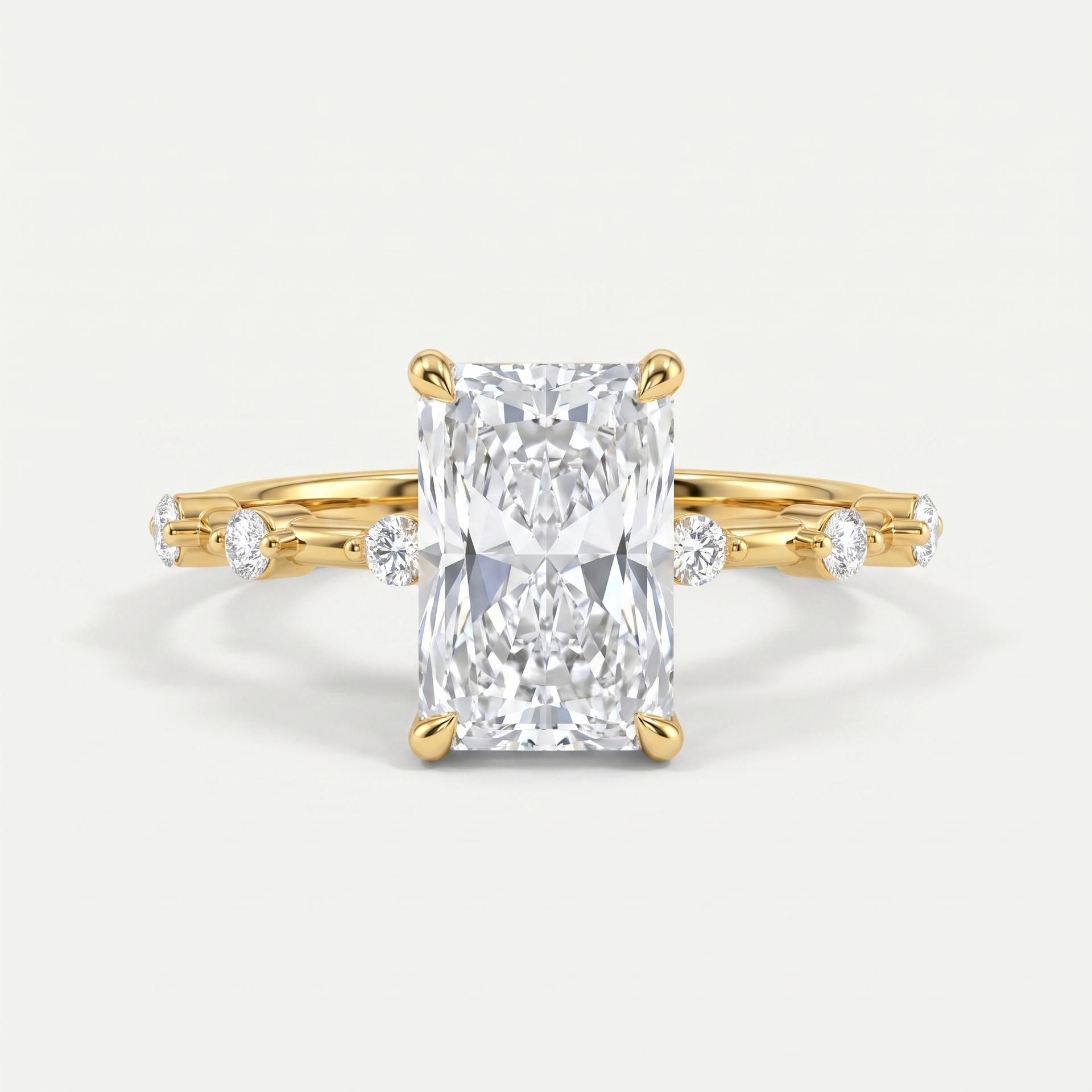 Radiant Cut Diamond Side Stone Ring