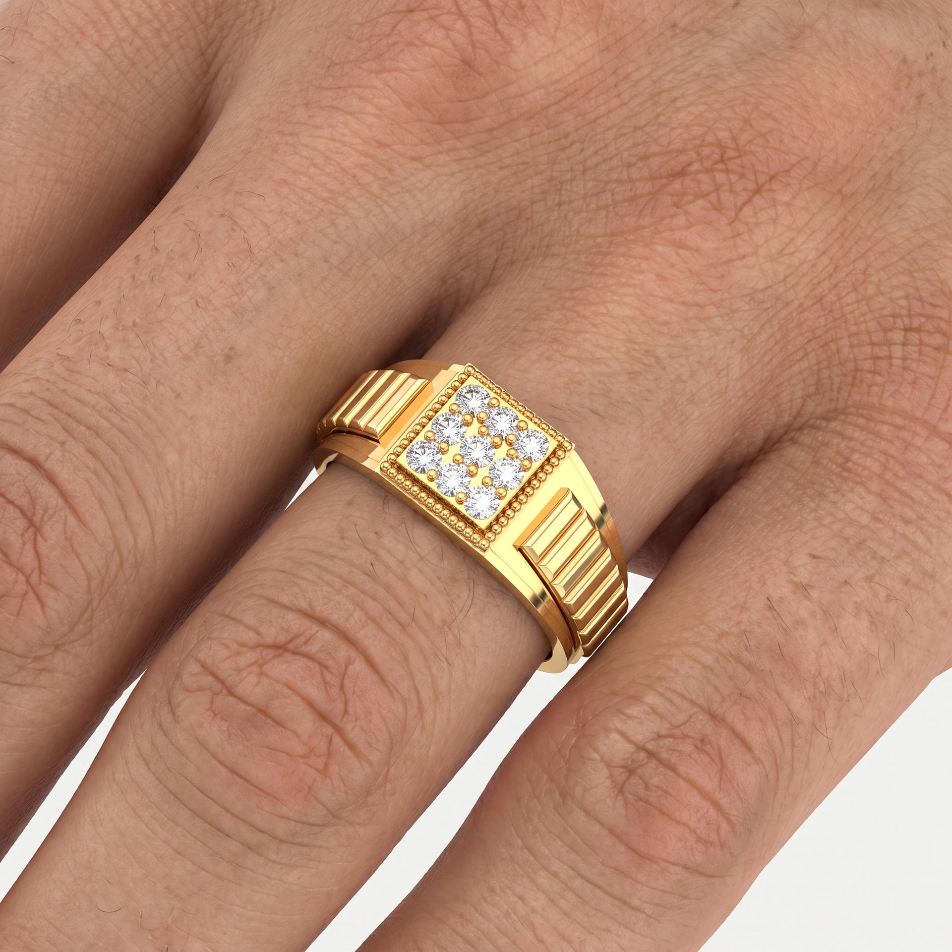 Nine Diamond Band Ring for Men on model