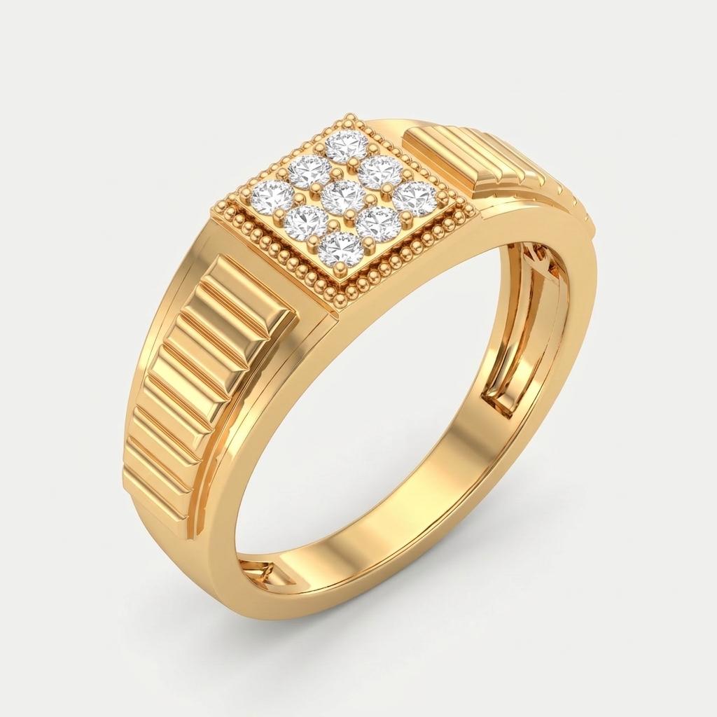 Nine Diamond Band Ring for Men on model