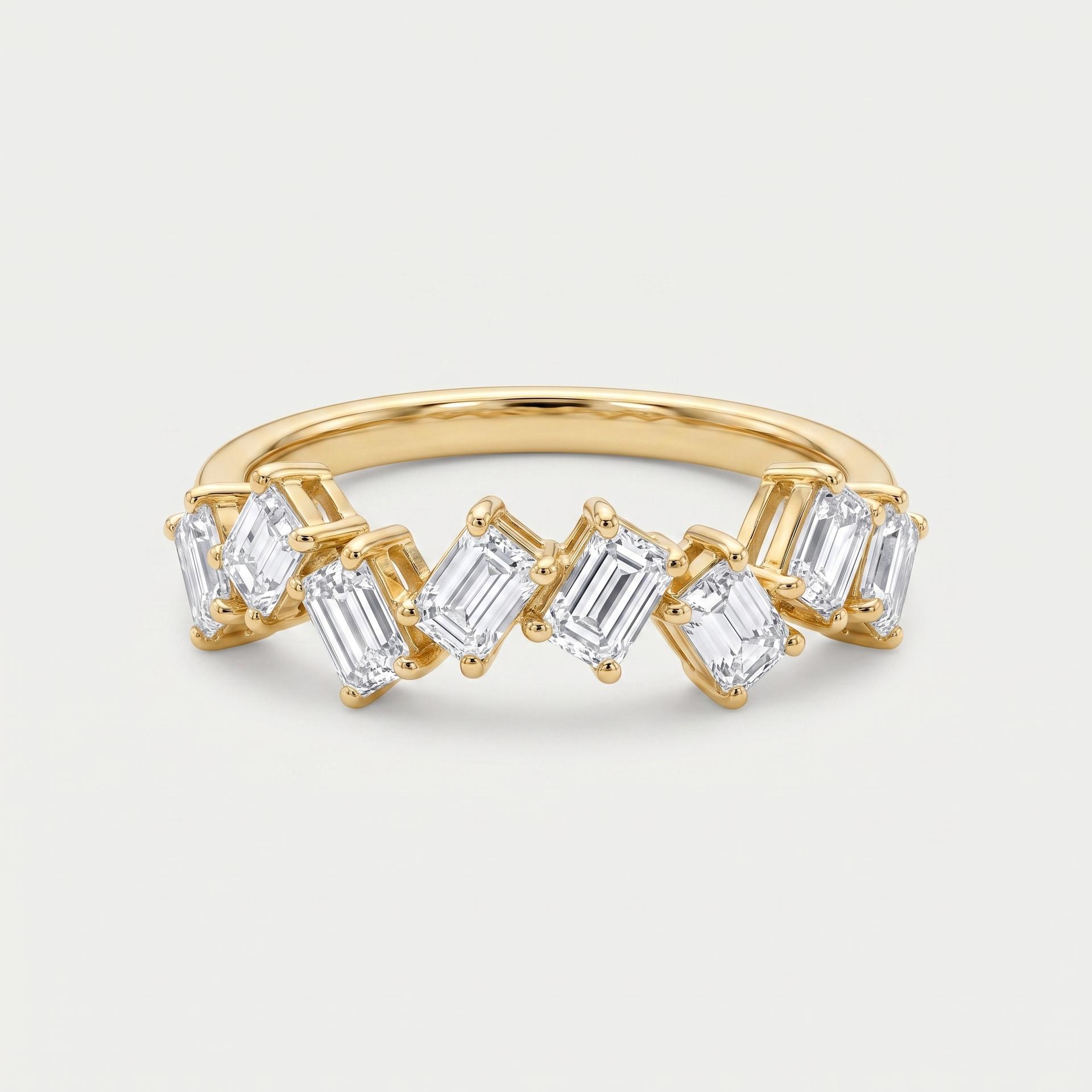 Emerald Cut Diamond Cluster Band
