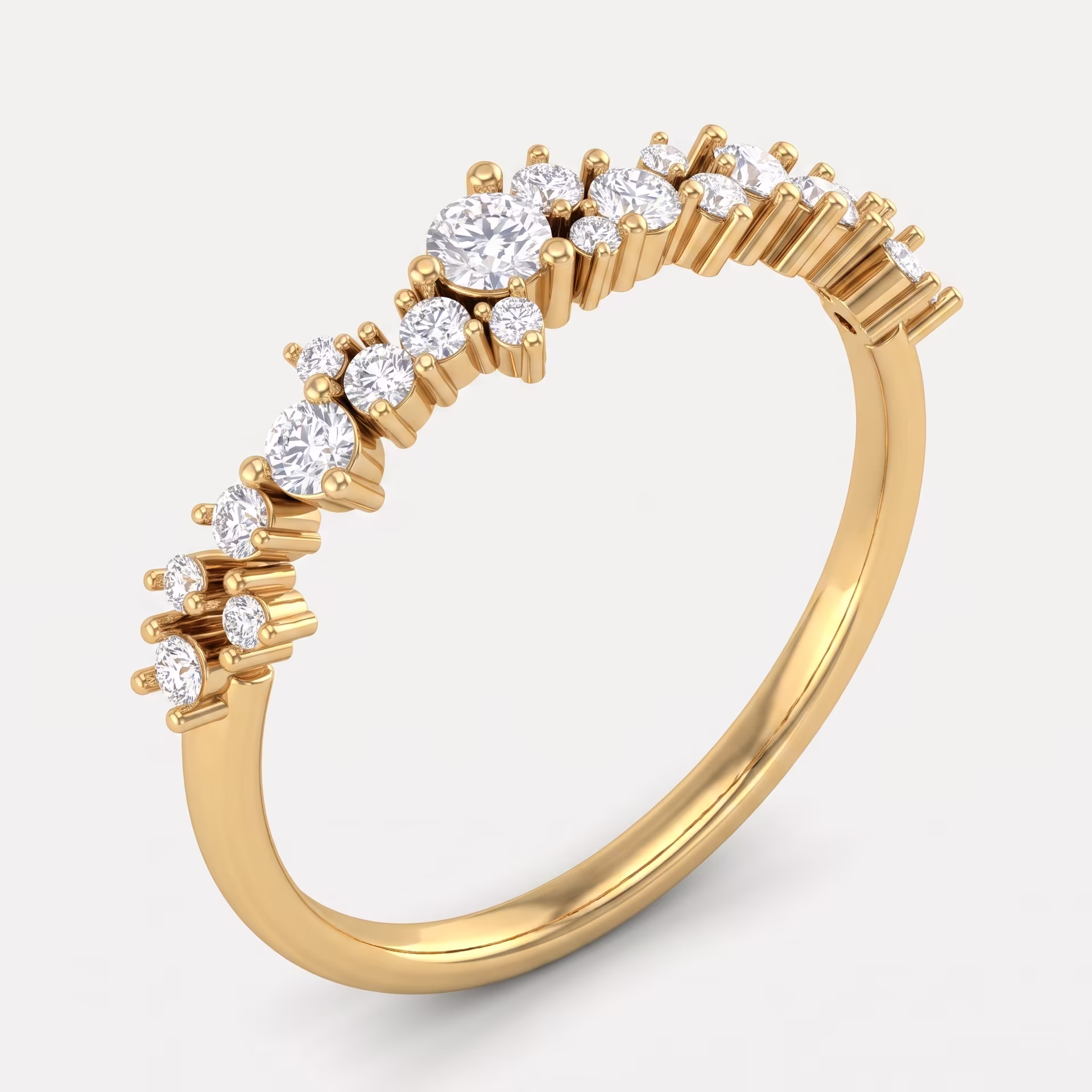 Scattered Diamond Cluster Ring on model