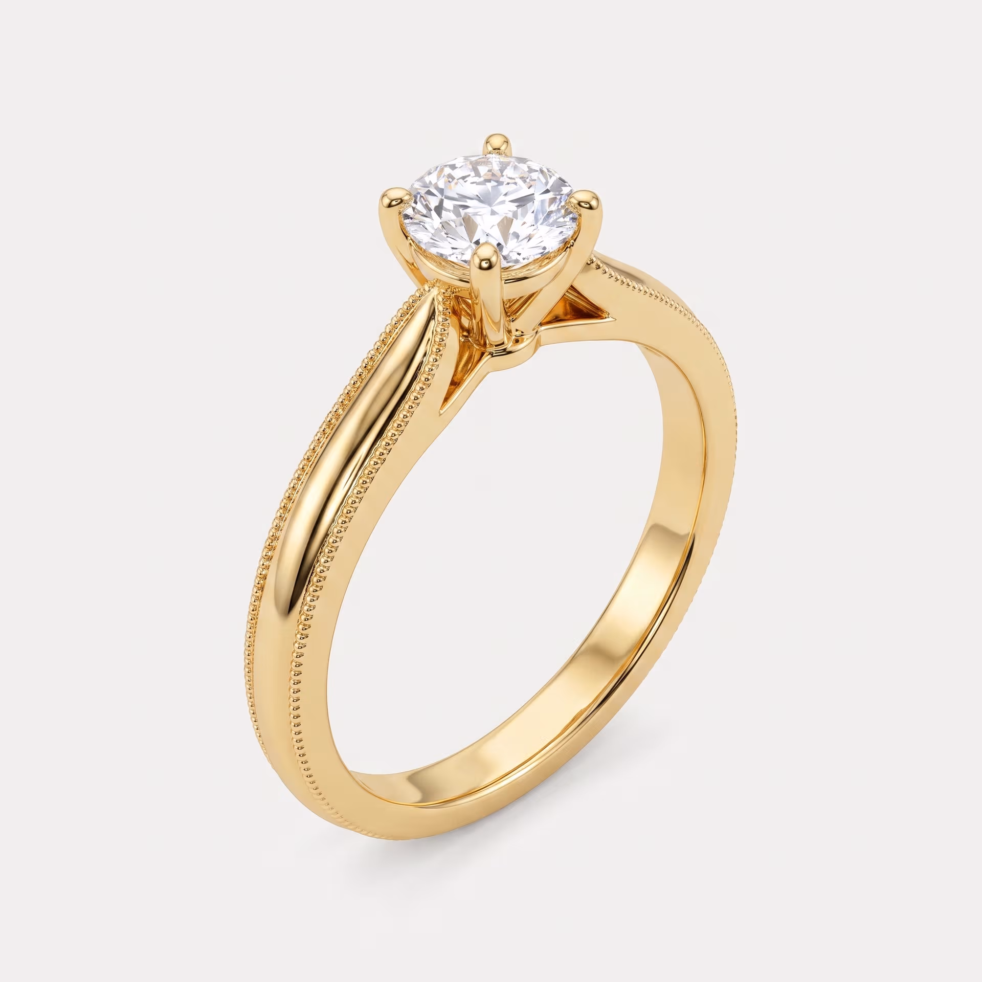 Round Diamond Ridge Band Ring on model
