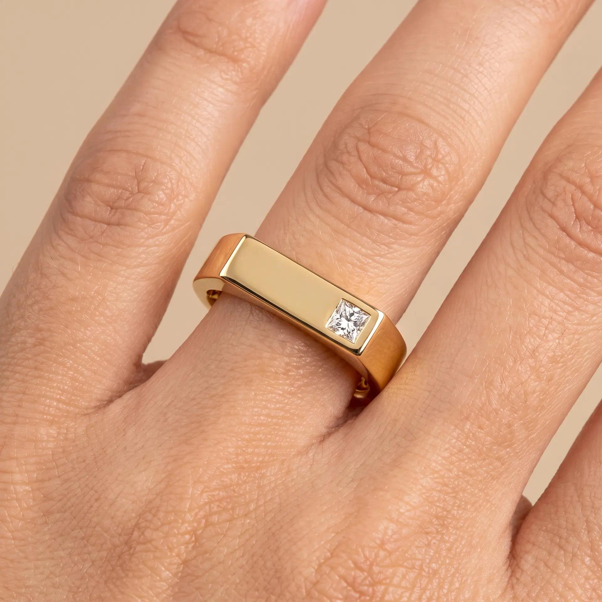 Princess Cut Diamond Men's Band on model