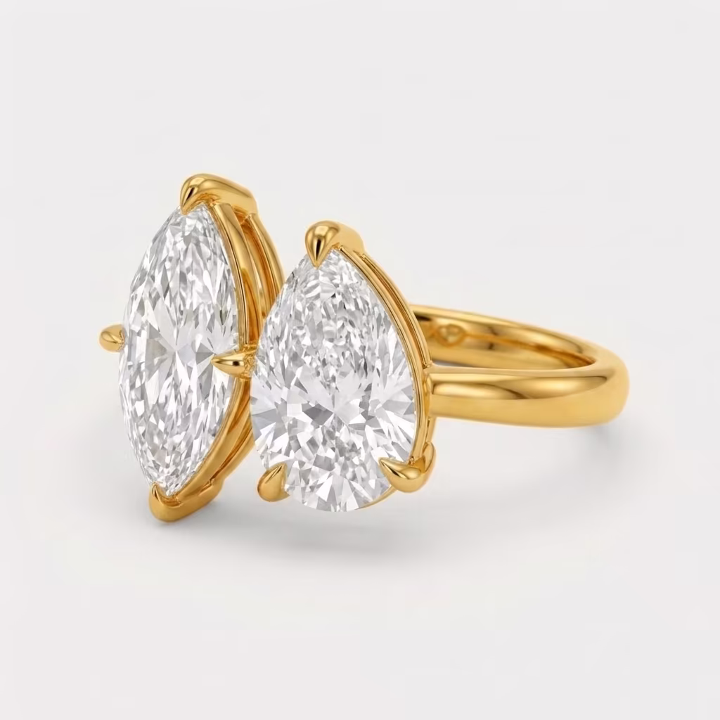 Toi et Moi Diamond Ring on model