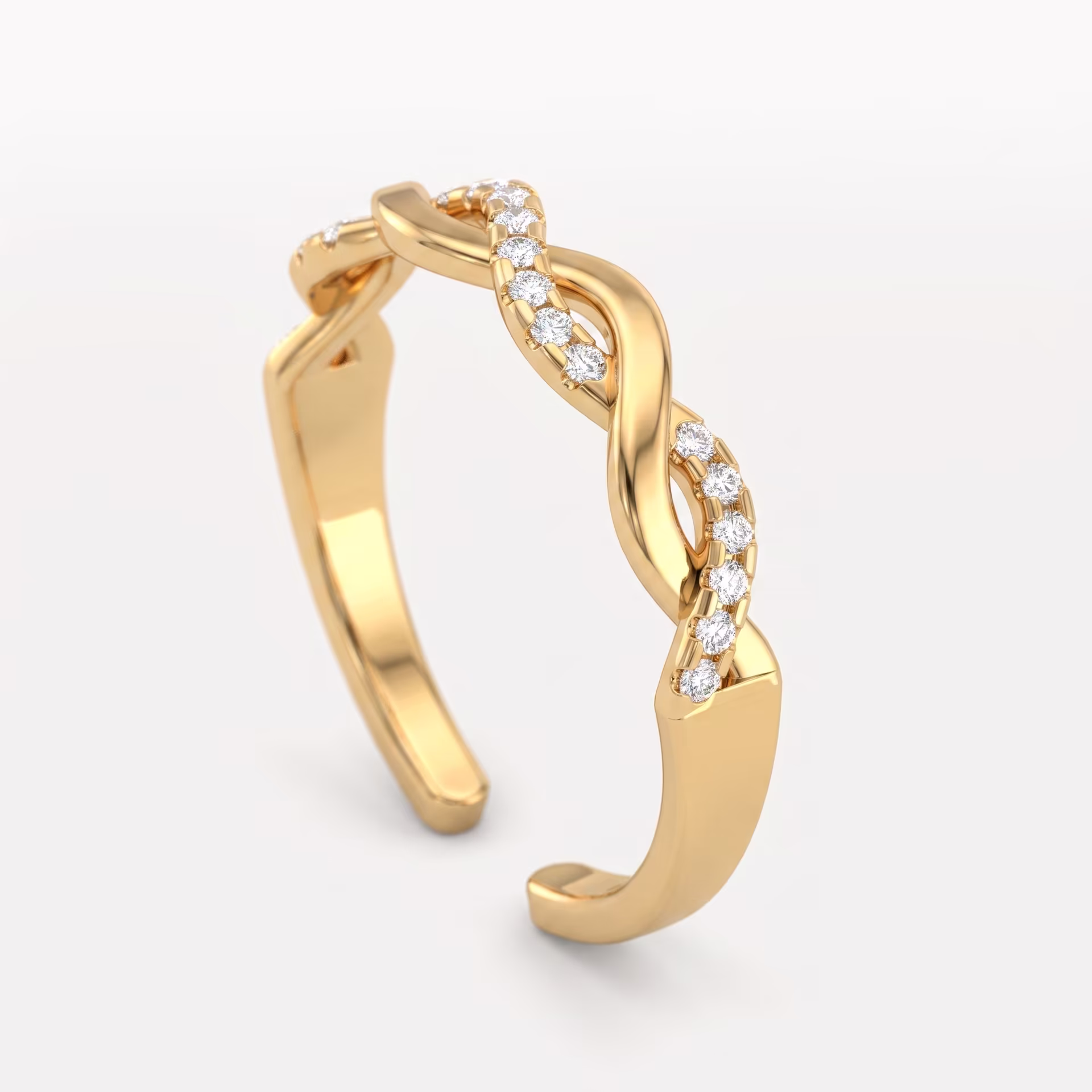 Twisted Round Diamond Infinity Band on model