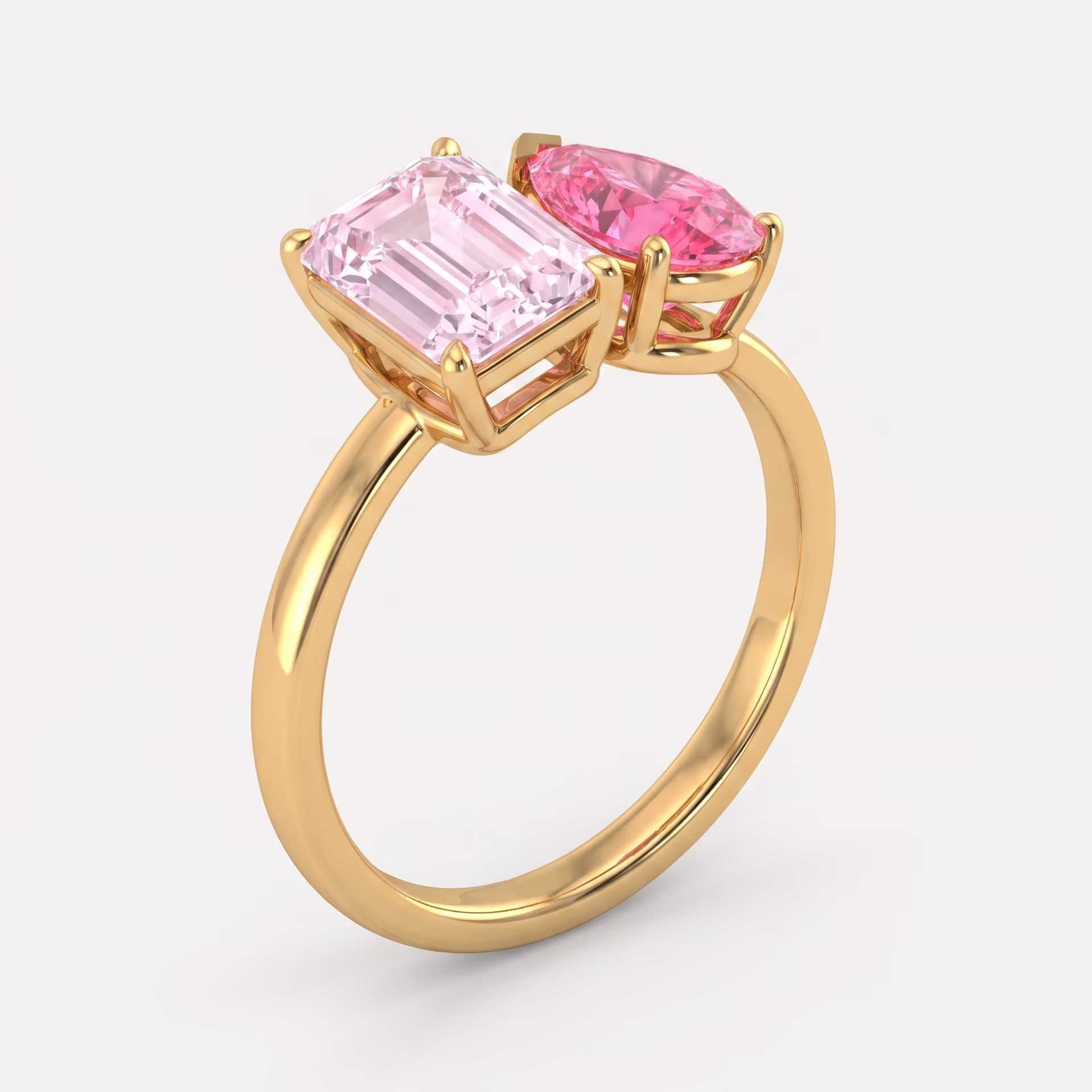Fancy Pink Toi et Moi Diamond Ring on model