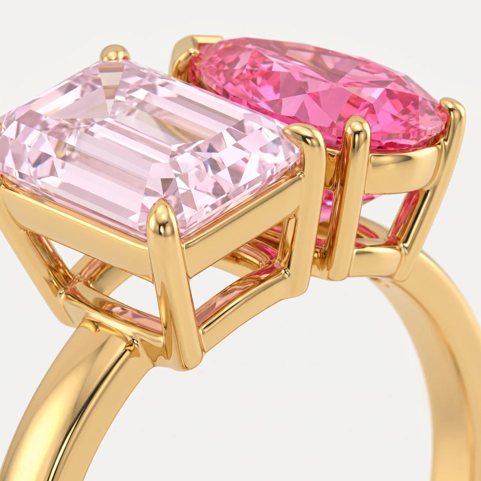 Fancy Pink Toi et Moi Diamond Ring on model