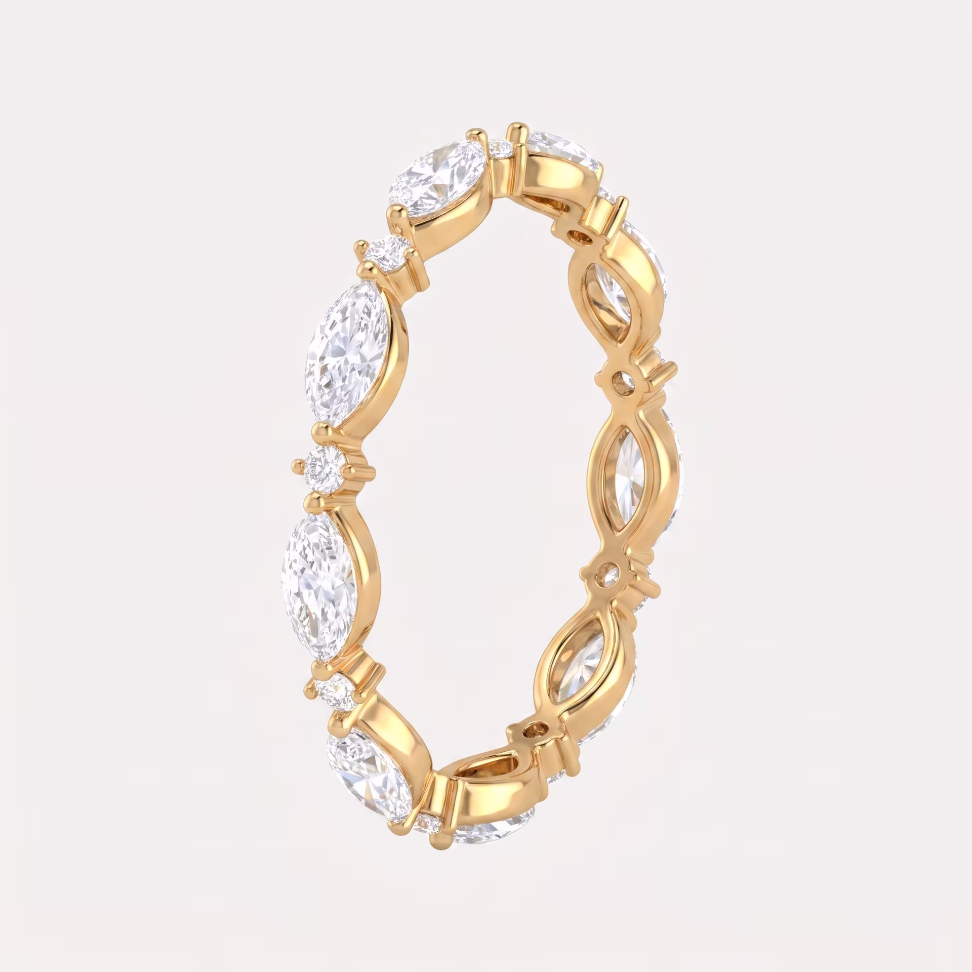 Marquise Round Stackable Diamond Band on model