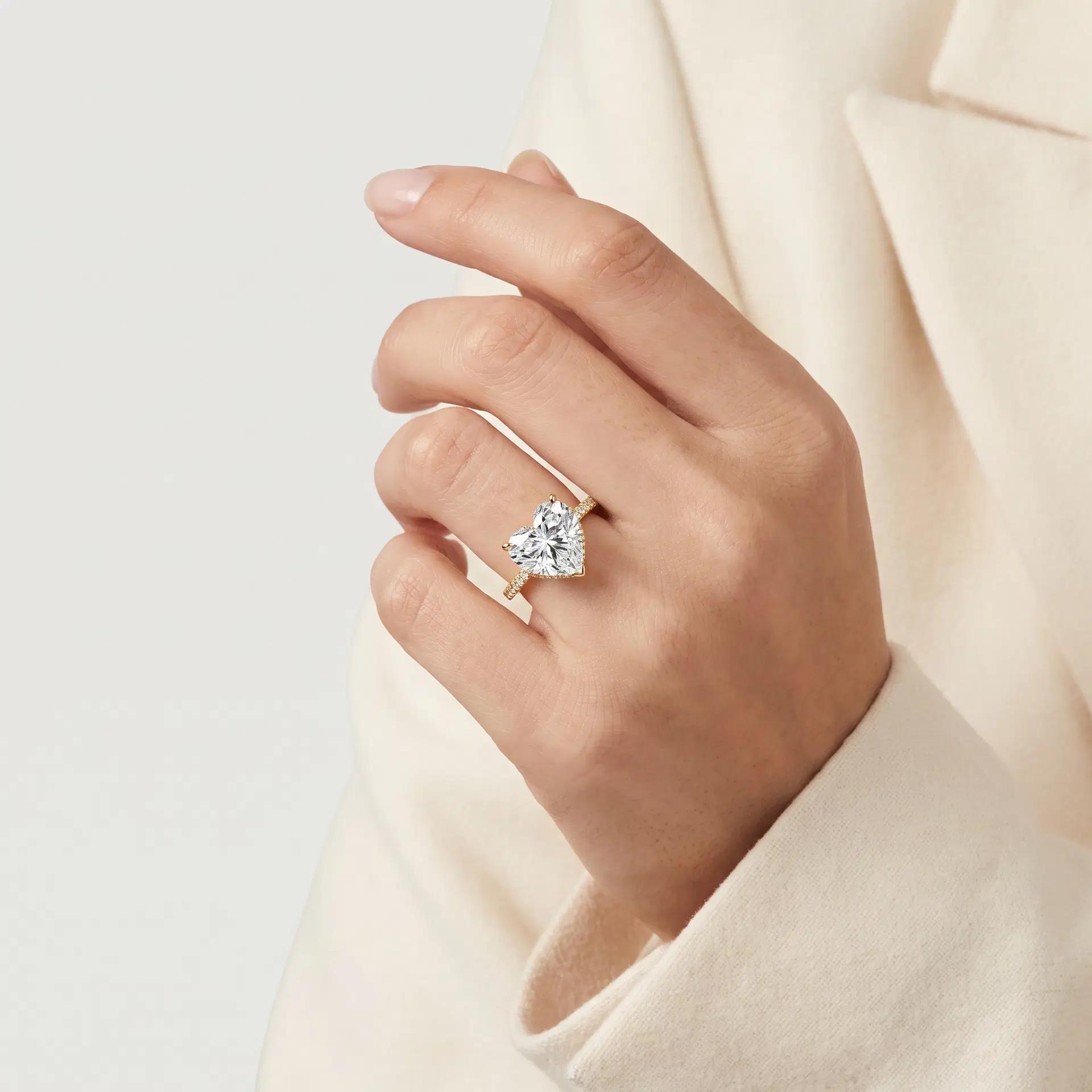 Sweetheart Hidden Halo Ring on model