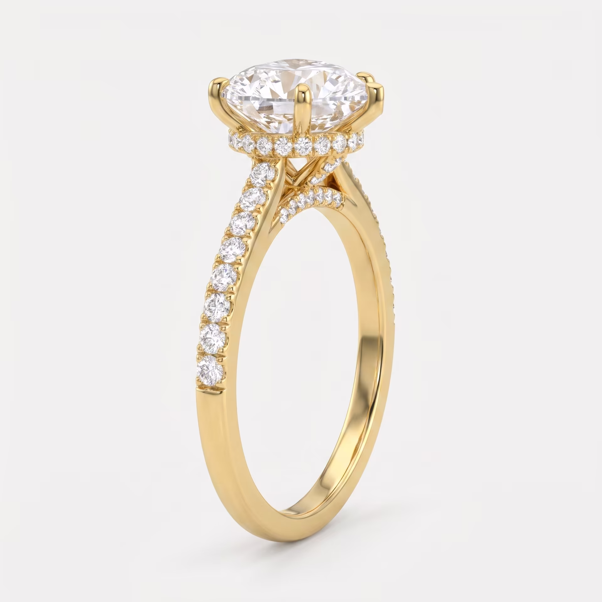 Sweetheart Hidden Halo Ring on model