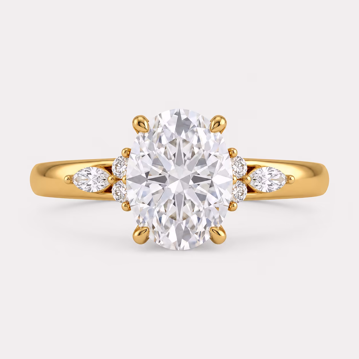 Oval Cluster Side Stone Ring