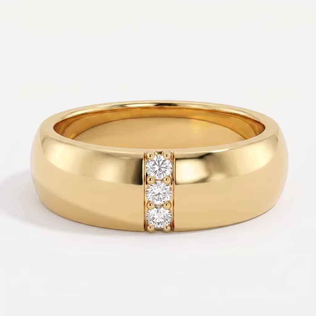 Three Diamond Band Ring For Men