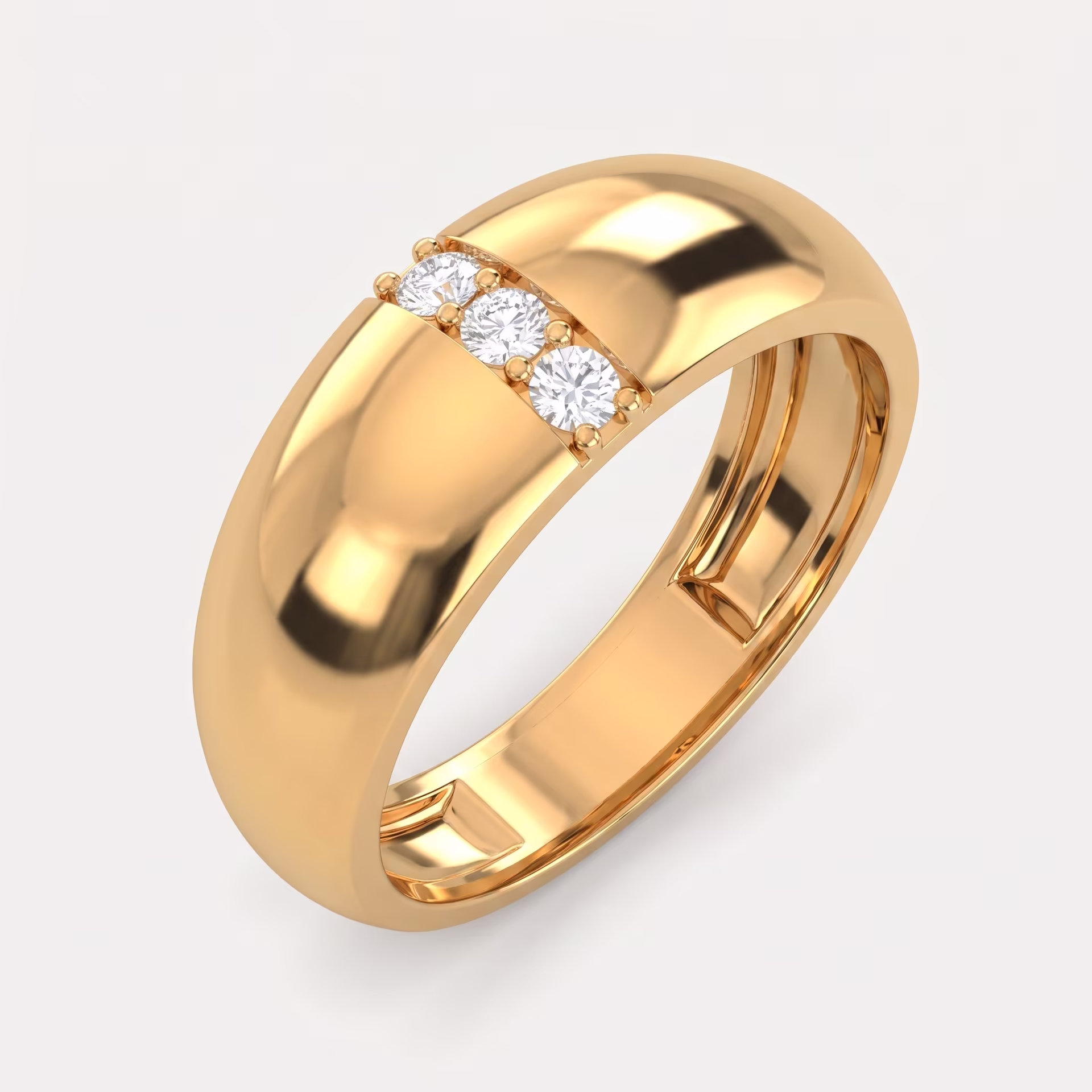 Three Diamond Band Ring For Men on model