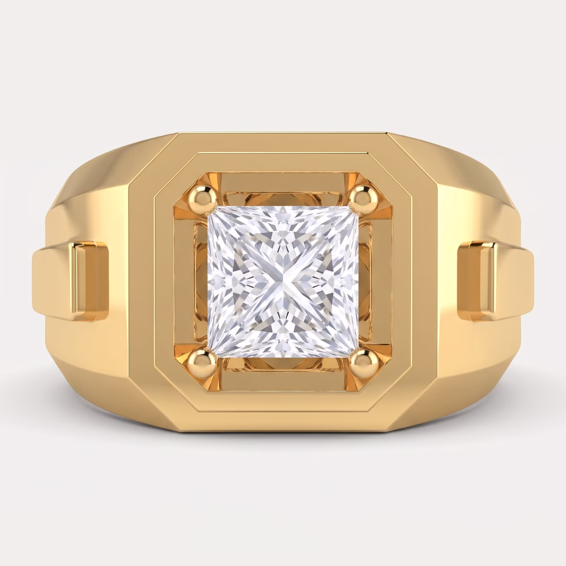 Octagon Frame Princess Men's Ring
