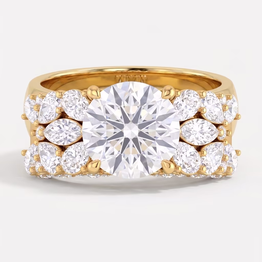 Grand Cluster Solitaire Ring