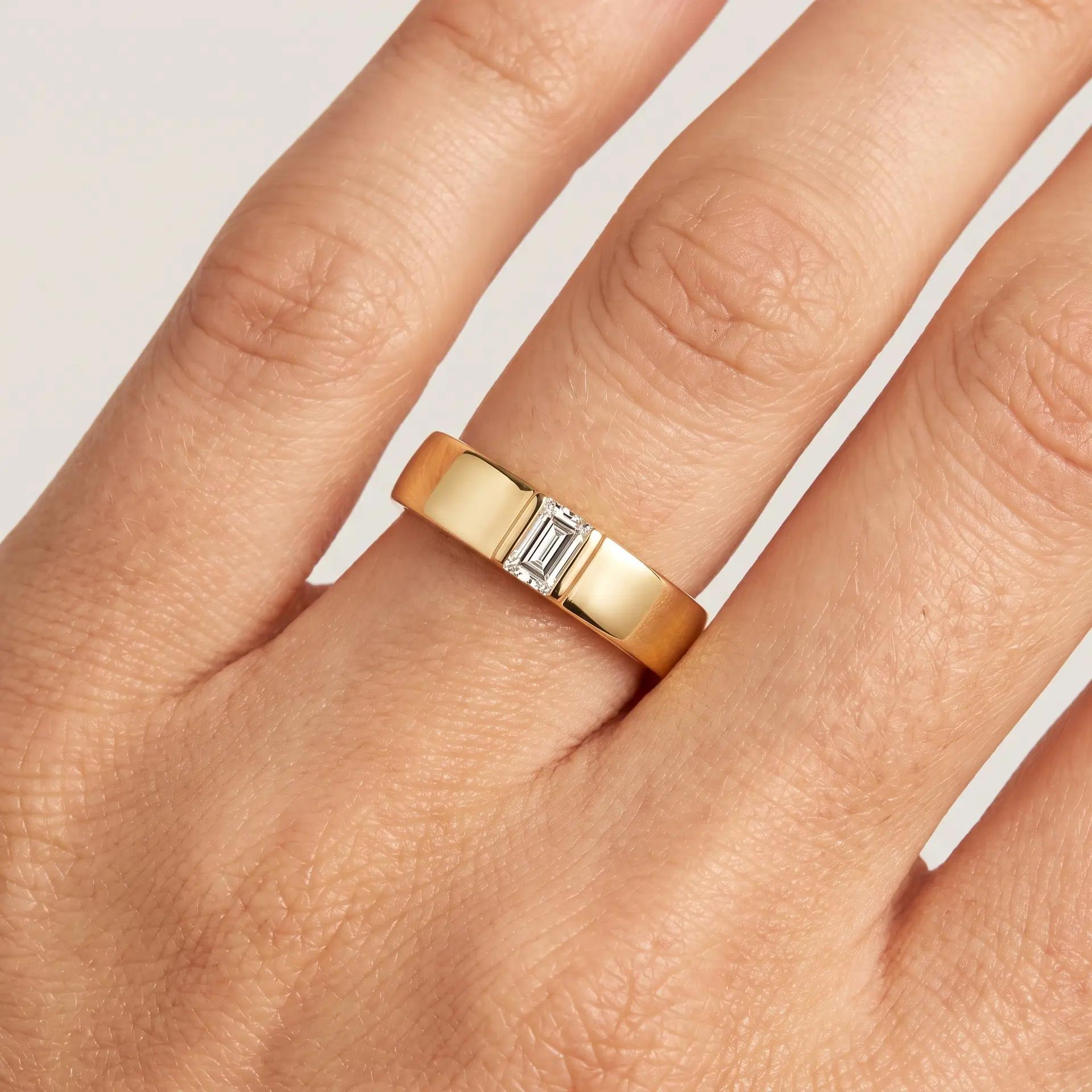 Baguette Diamond Solitaire Band on model