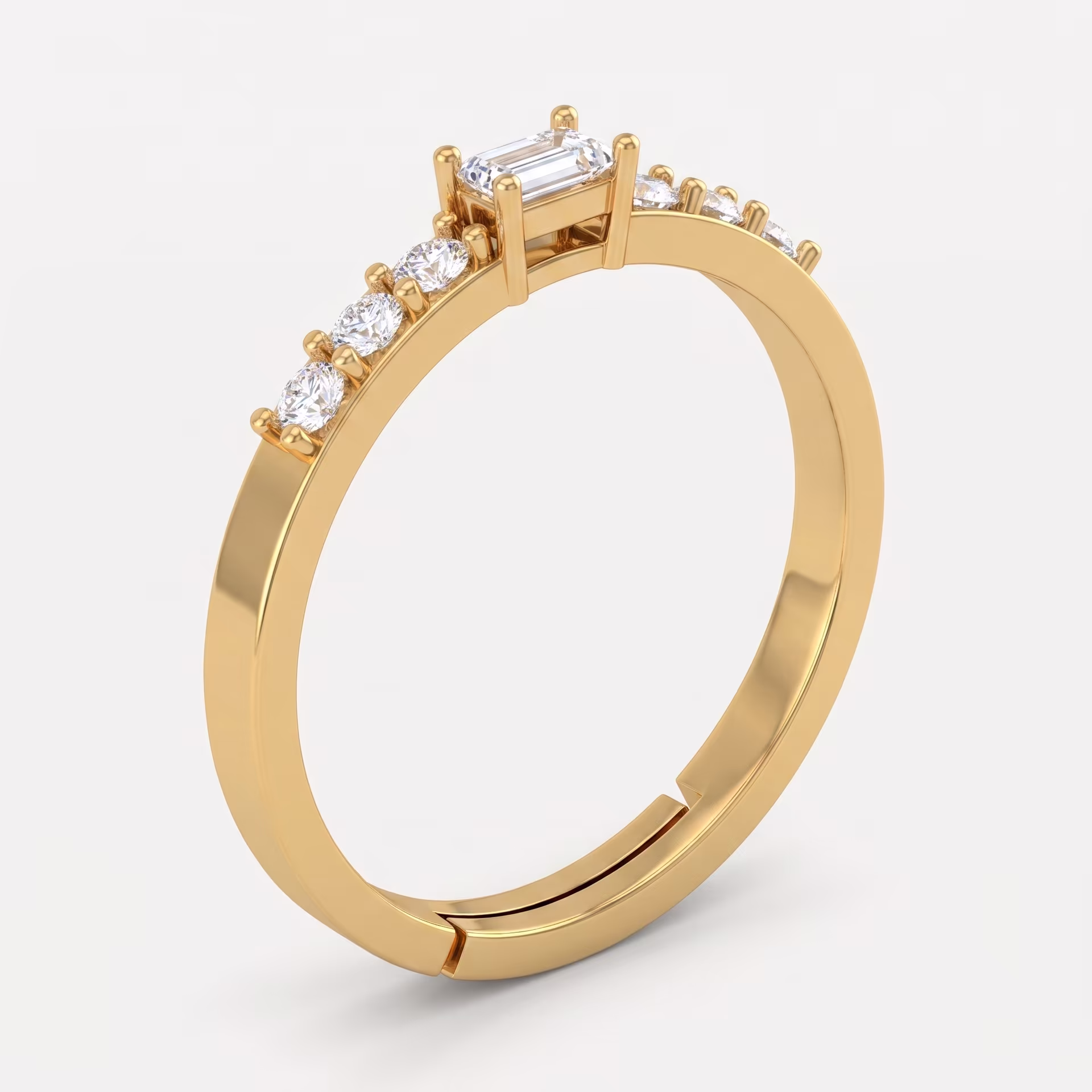 Baguette & Round Diamond Eternity Band on model