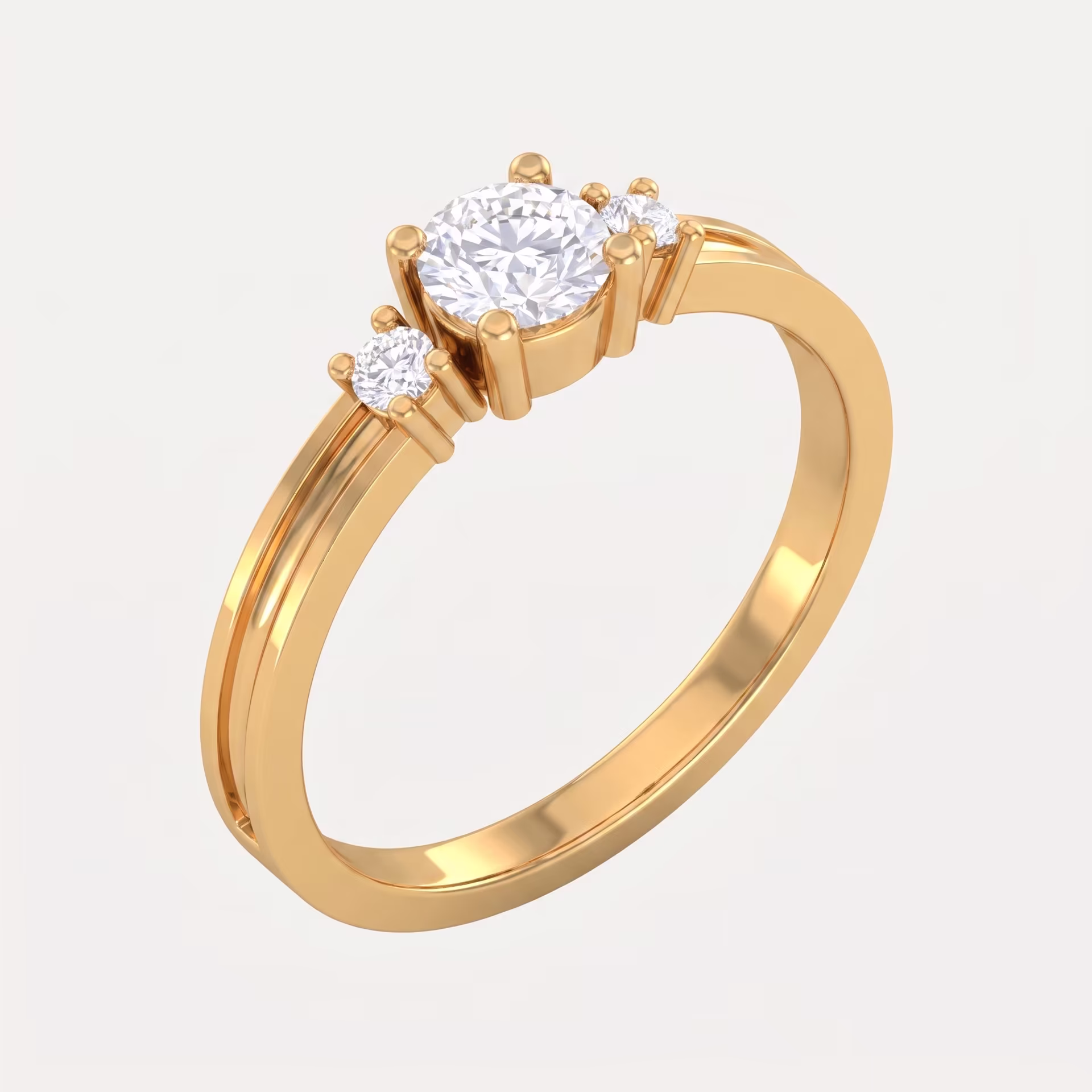 Classic Three Stone Ring on model
