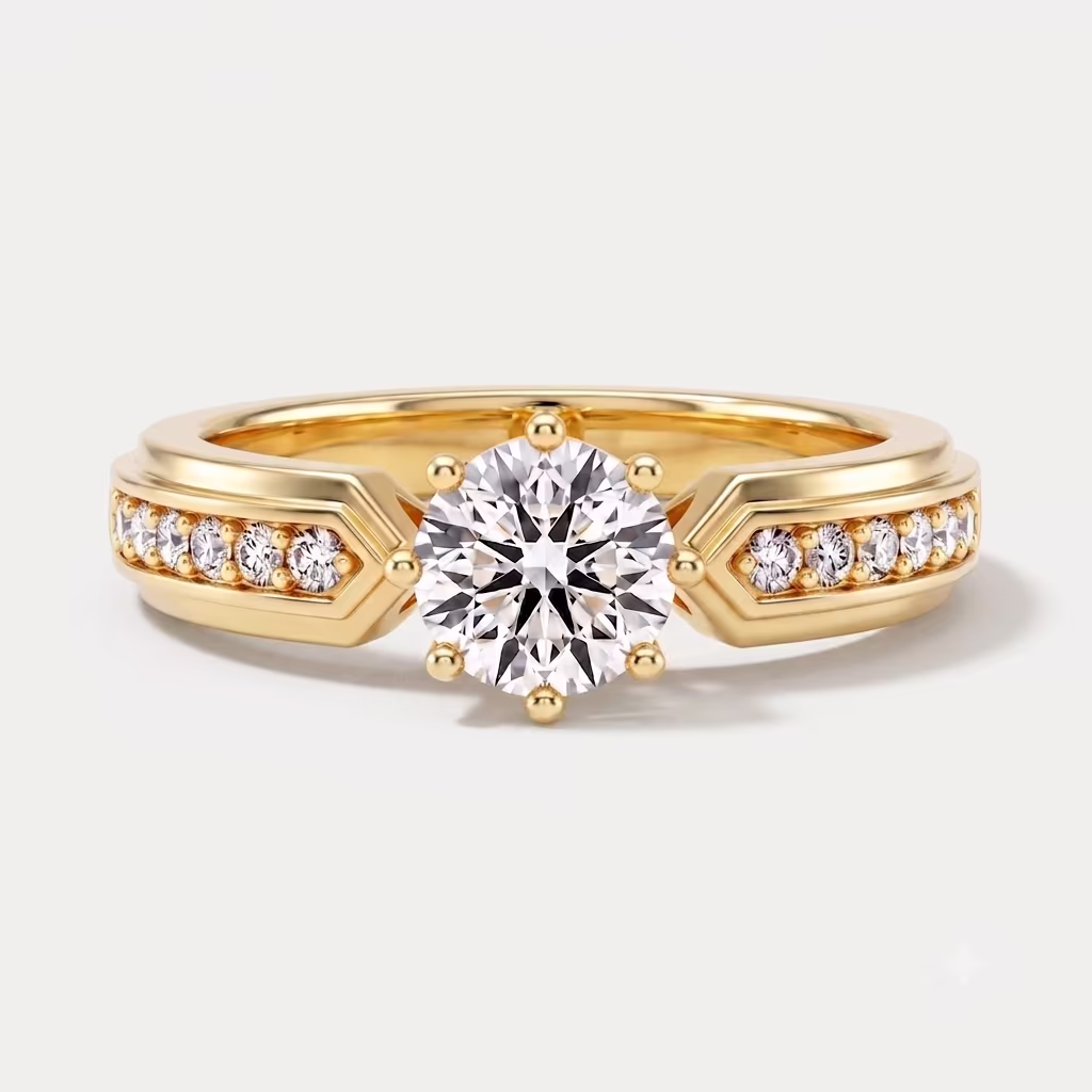 Classic Geometric Side Stone Ring