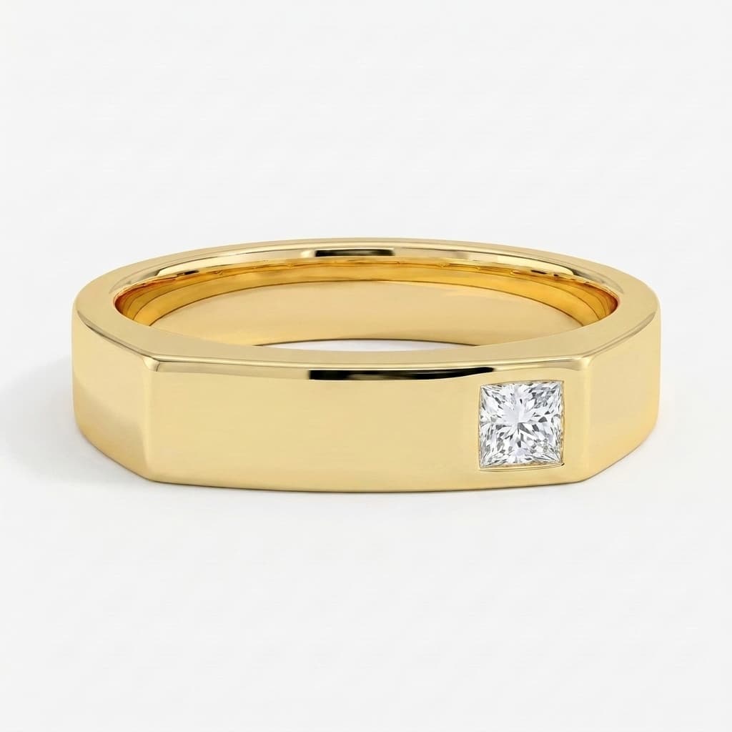 Vault — Princess Cut Diamond Flush Set Men's Ring