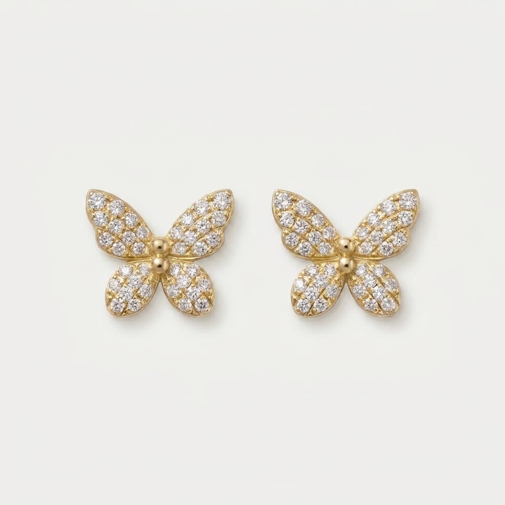 Flutterby — Pavé Diamond Butterfly Stud Earrings