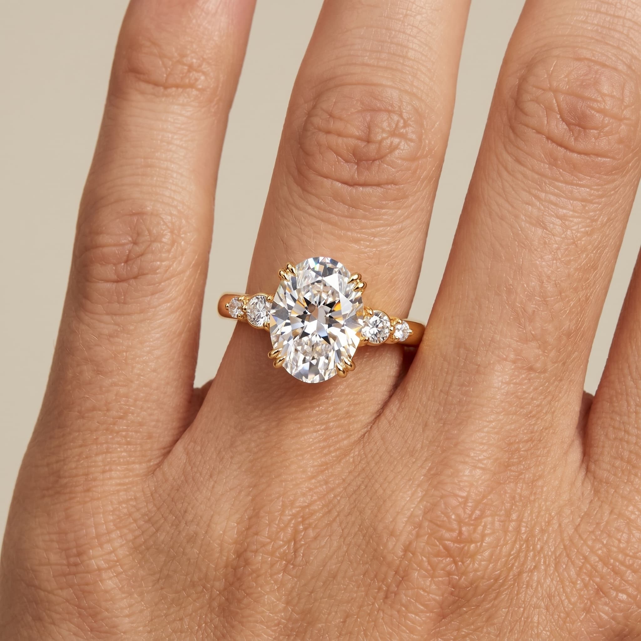 Quiet Company — Oval Diamond Side Stone Ring thumbnail 5