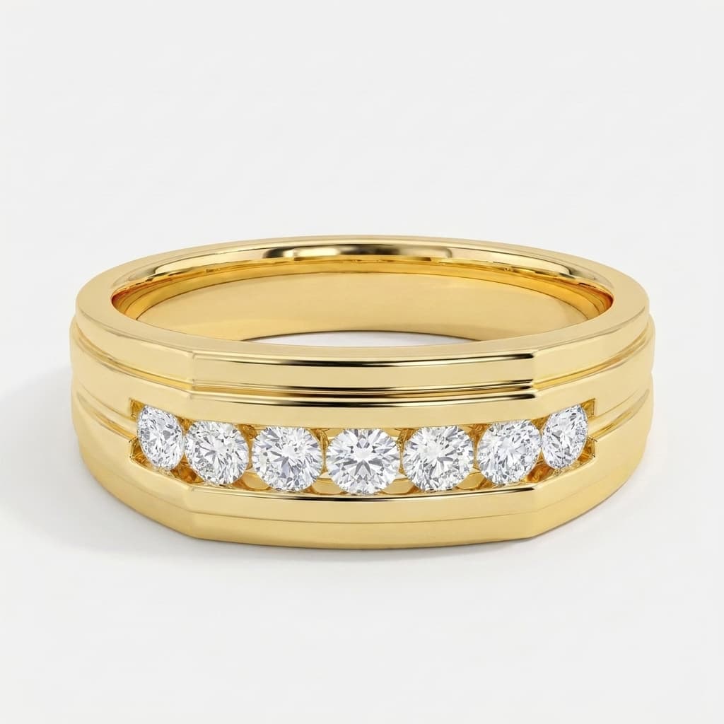 Seven Vows — Round Diamond Seven-Stone Channel Wedding Band
