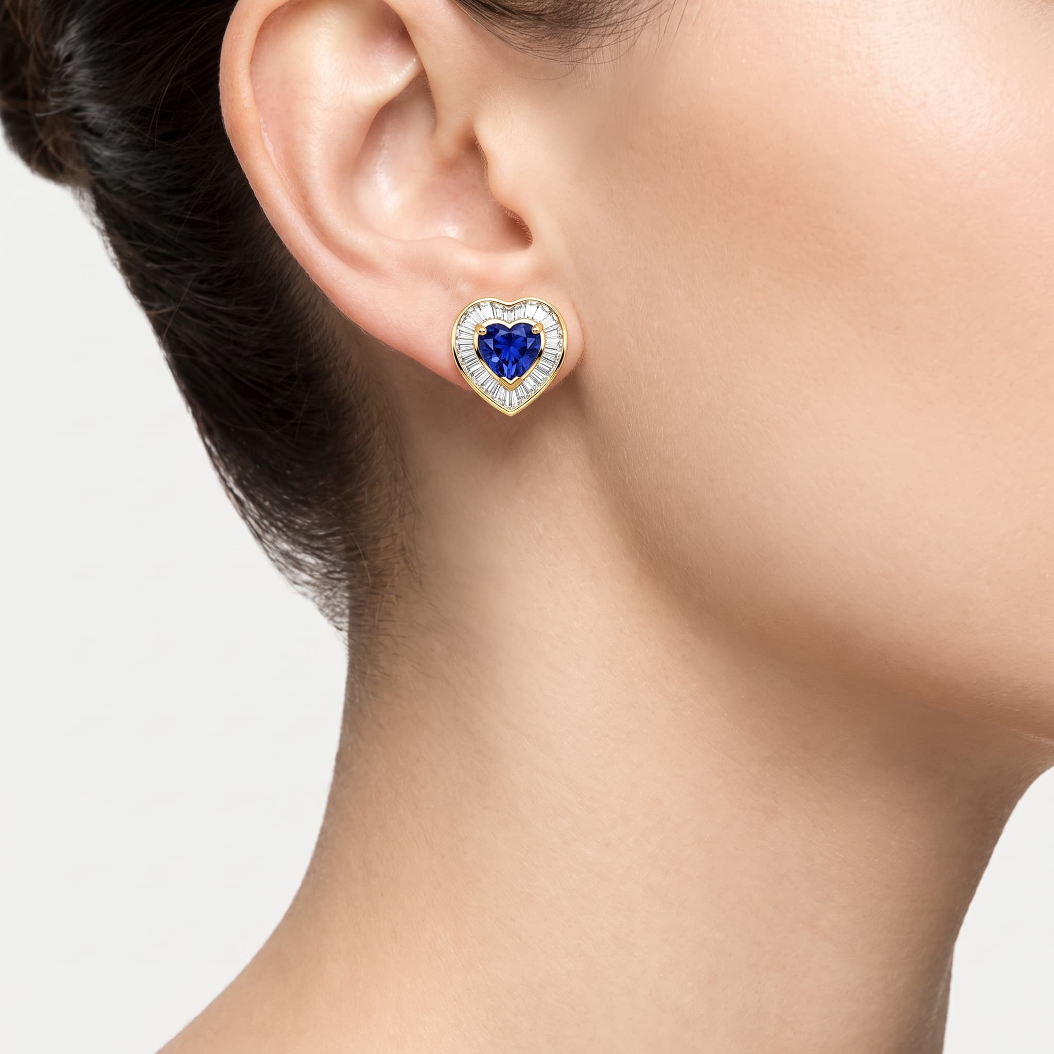 Azure Heart — Fancy Blue Diamond Heart Halo Stud Earrings thumbnail 3
