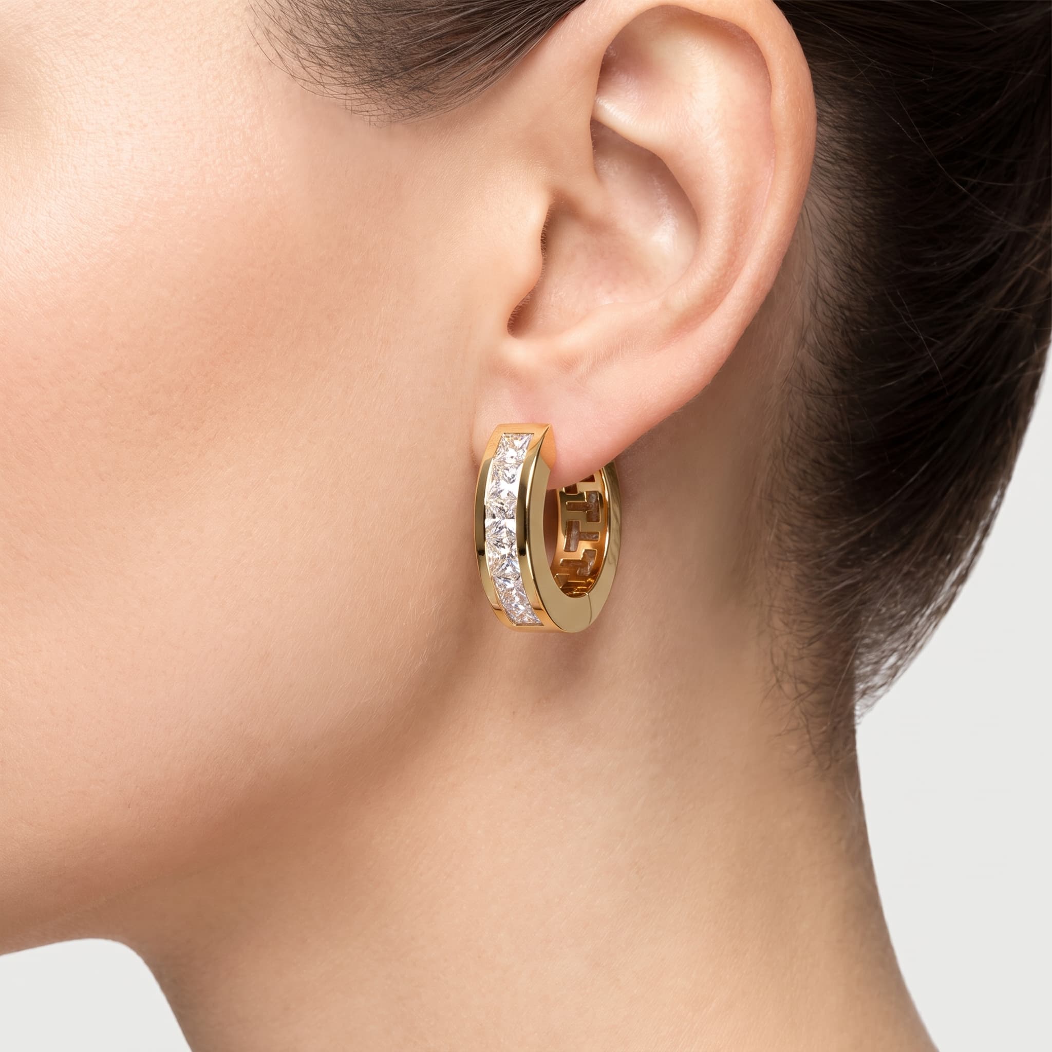 Mosaic Hoop — Princess Cut Diamond Channel Hoop Earrings thumbnail 4