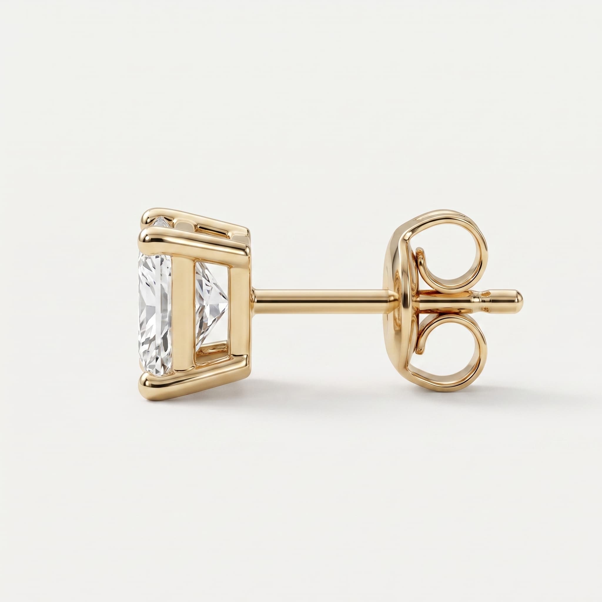 Bold Promise — Princess Cut Diamond Stud Earrings on model