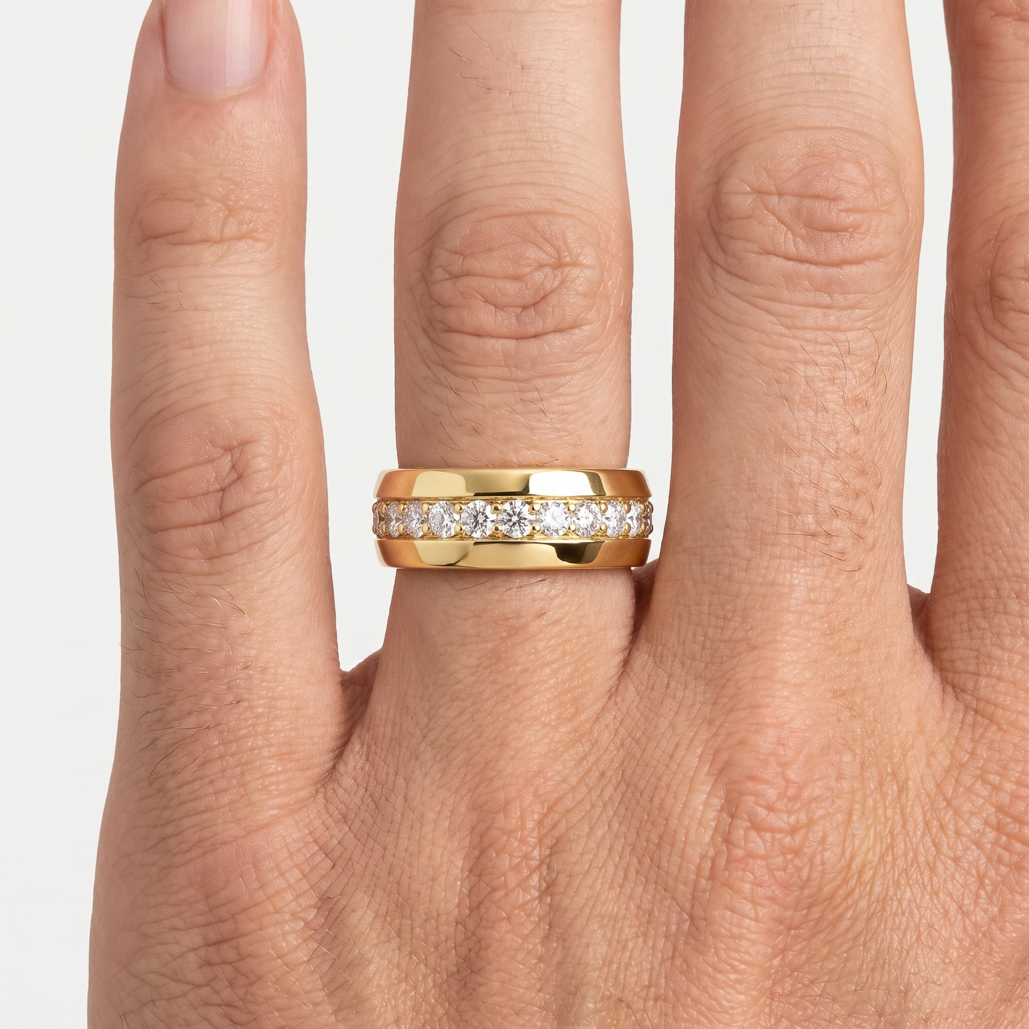 Steadfast — Round Diamond Channel Men's Wedding Ring thumbnail 4