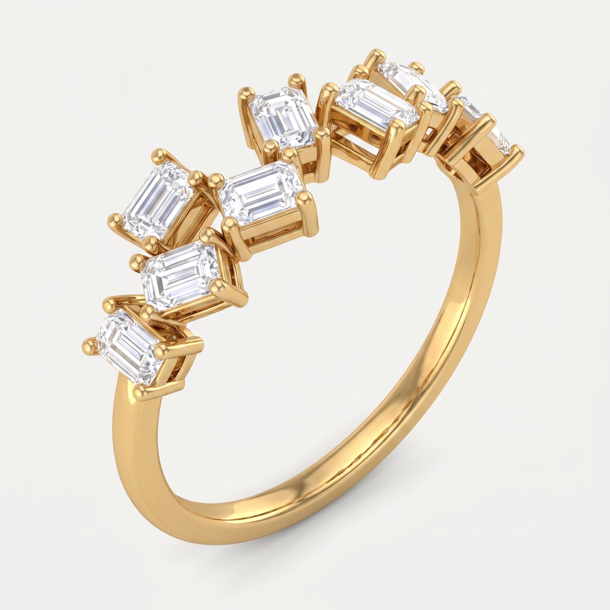 Scatter Song — Emerald Cut Diamond Cluster Band on model