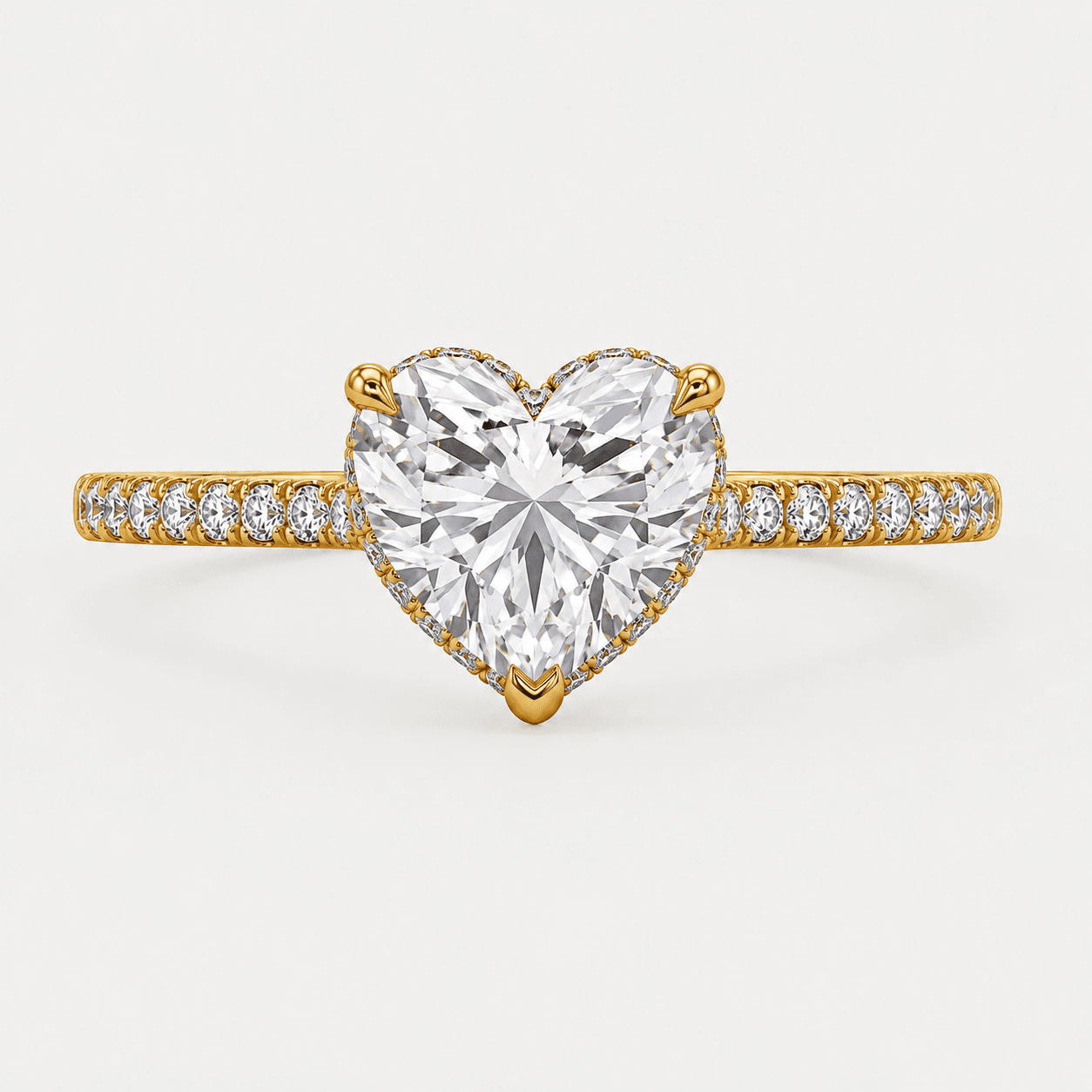 Sweetheart — Heart Diamond Hidden Halo Ring with Pavé Shank
