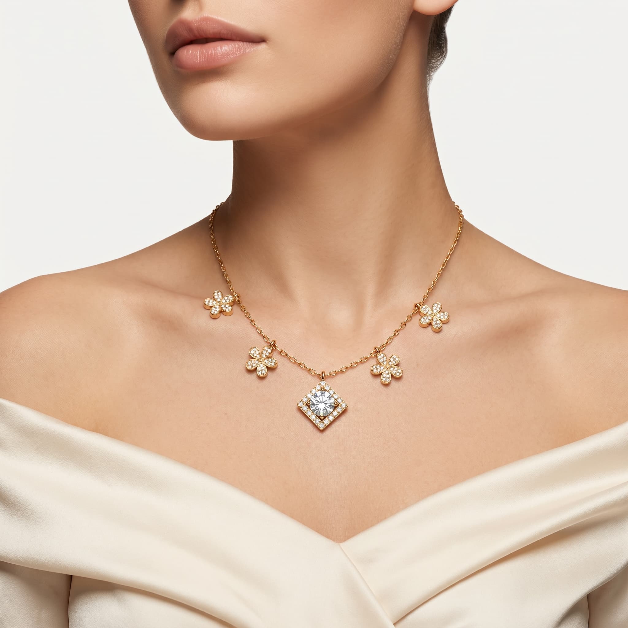 Petals & Light — Diamond Clover Charm Necklace thumbnail 3