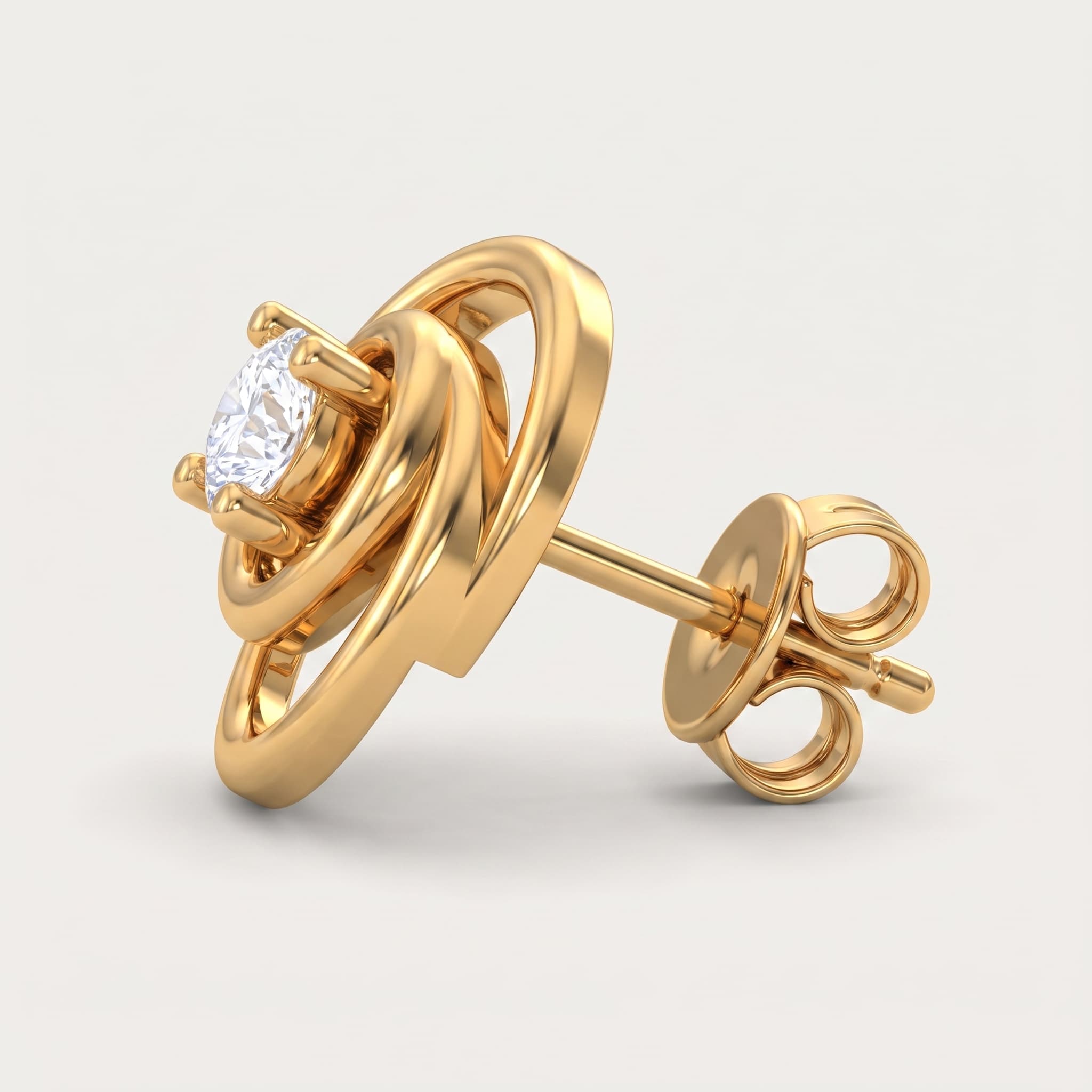 Windswept Bloom — Round Diamond Swirl Stud Earrings on model
