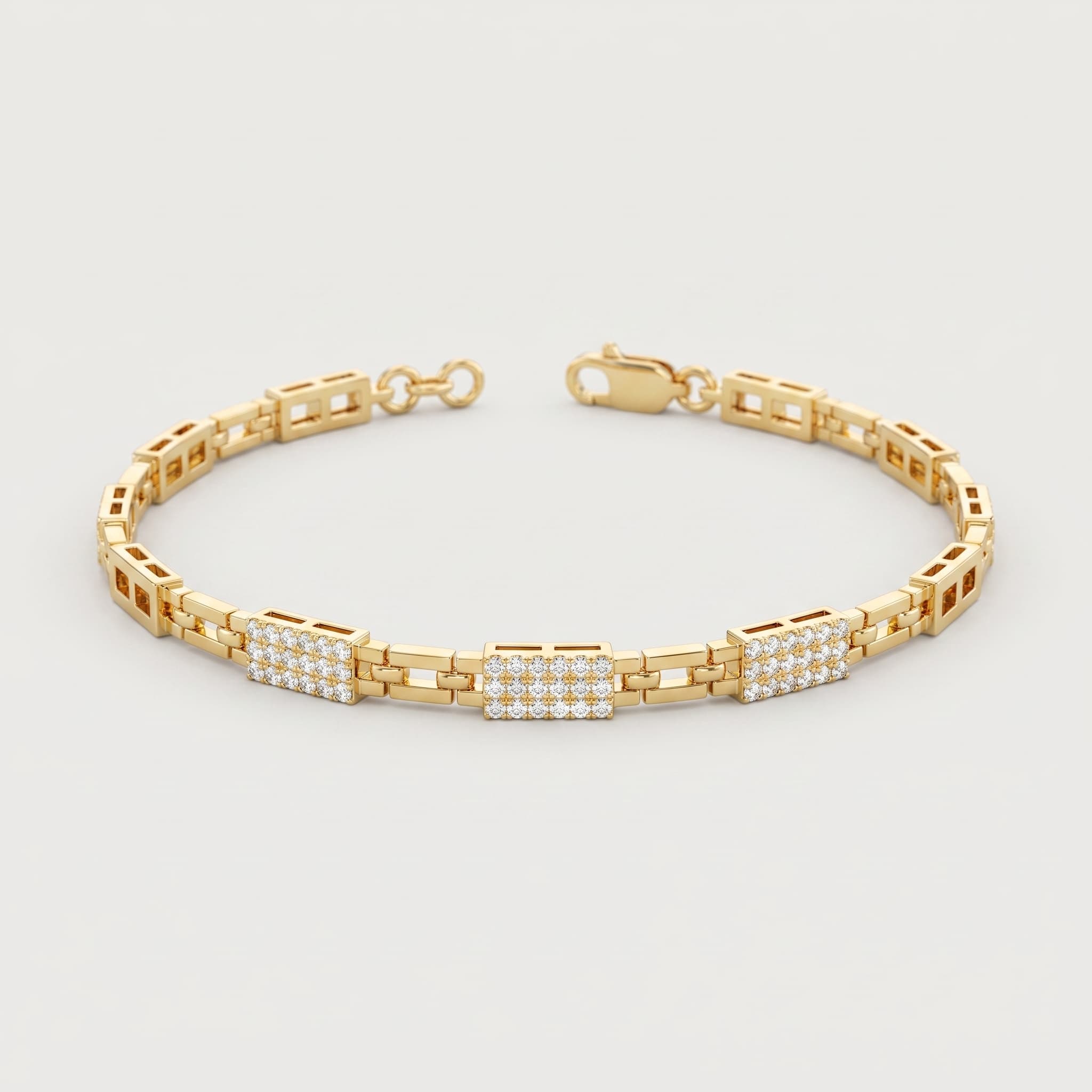 Three Stations — Pavé Diamond Link Bracelet