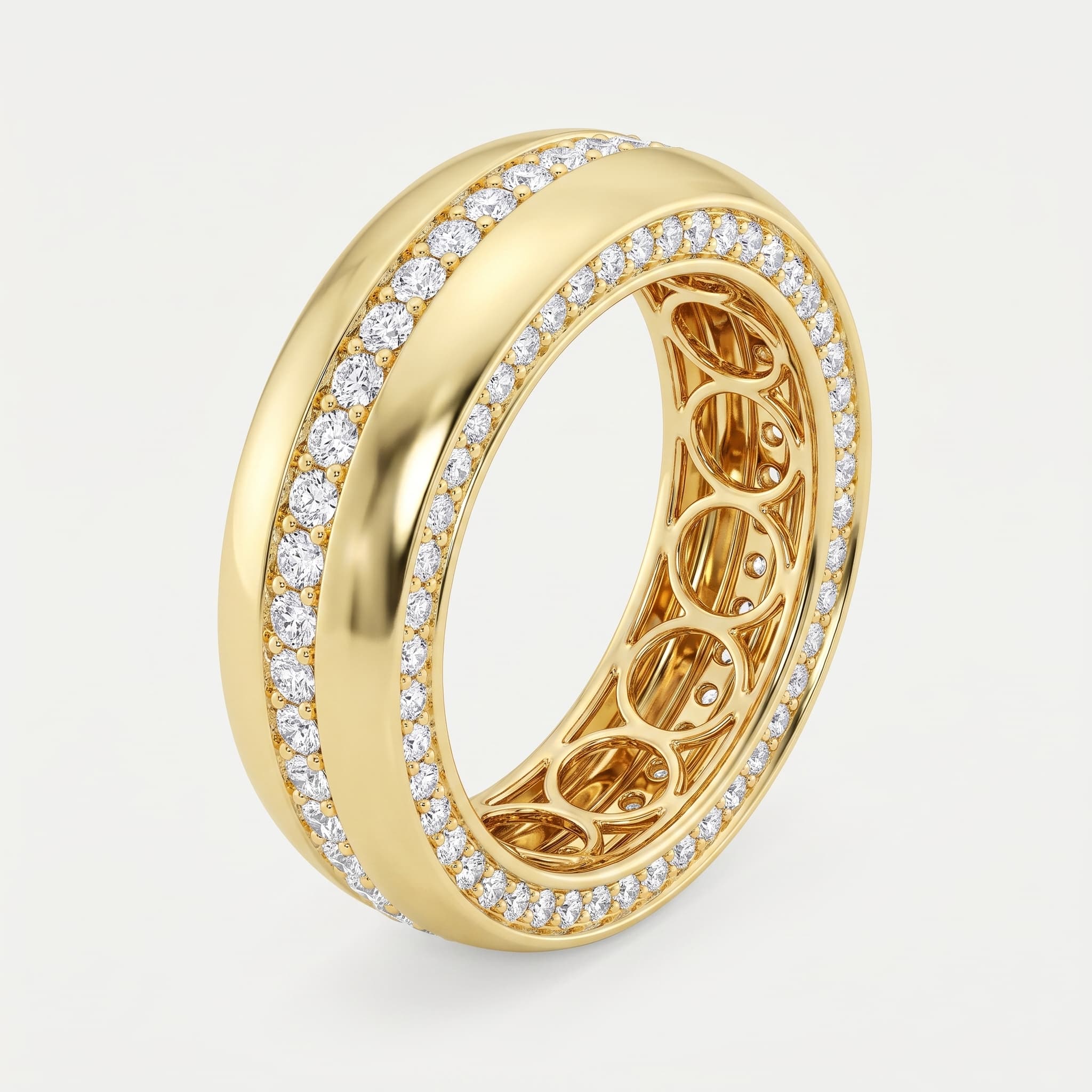 Infinity Row — Round Diamond Two-Row Eternity Ring on model