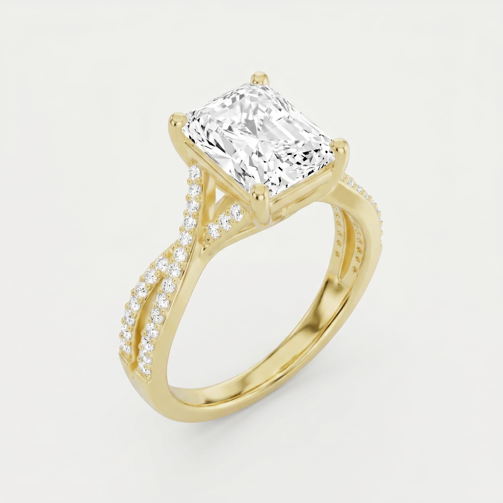 Twin Vow — Radiant Double Twist Diamond Ring on model