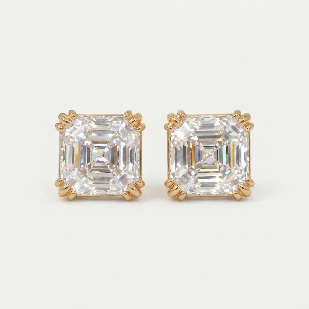 Timeless Cut — Asscher Cut Diamond Threaded Stud Earrings