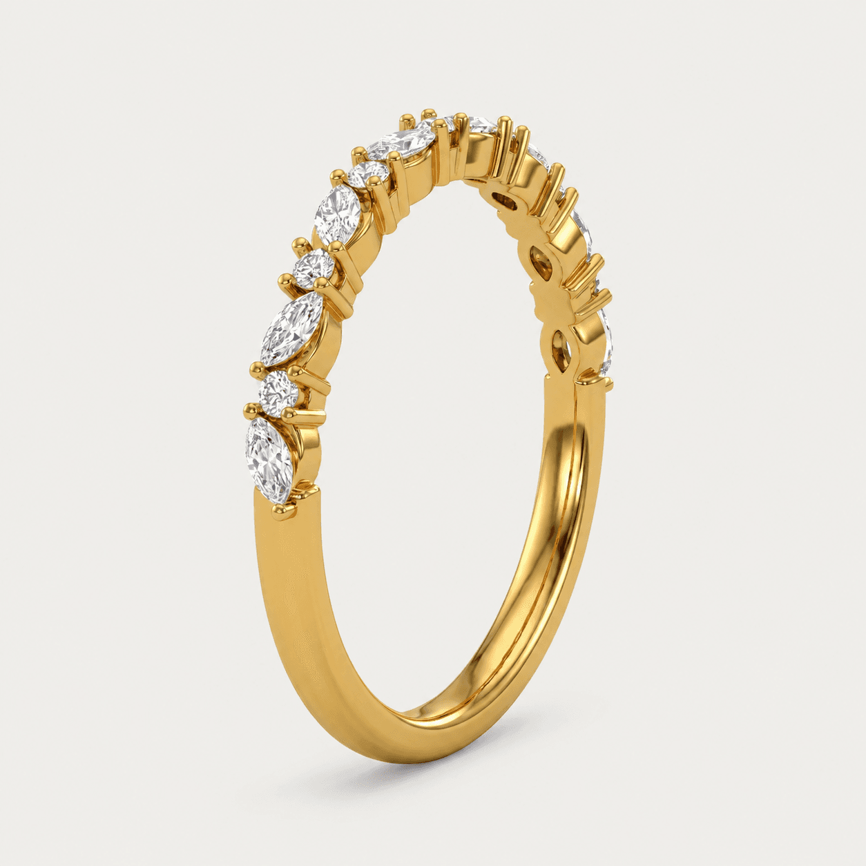 Marquise Serenade — Marquise & Round Diamond Eternity Band on model