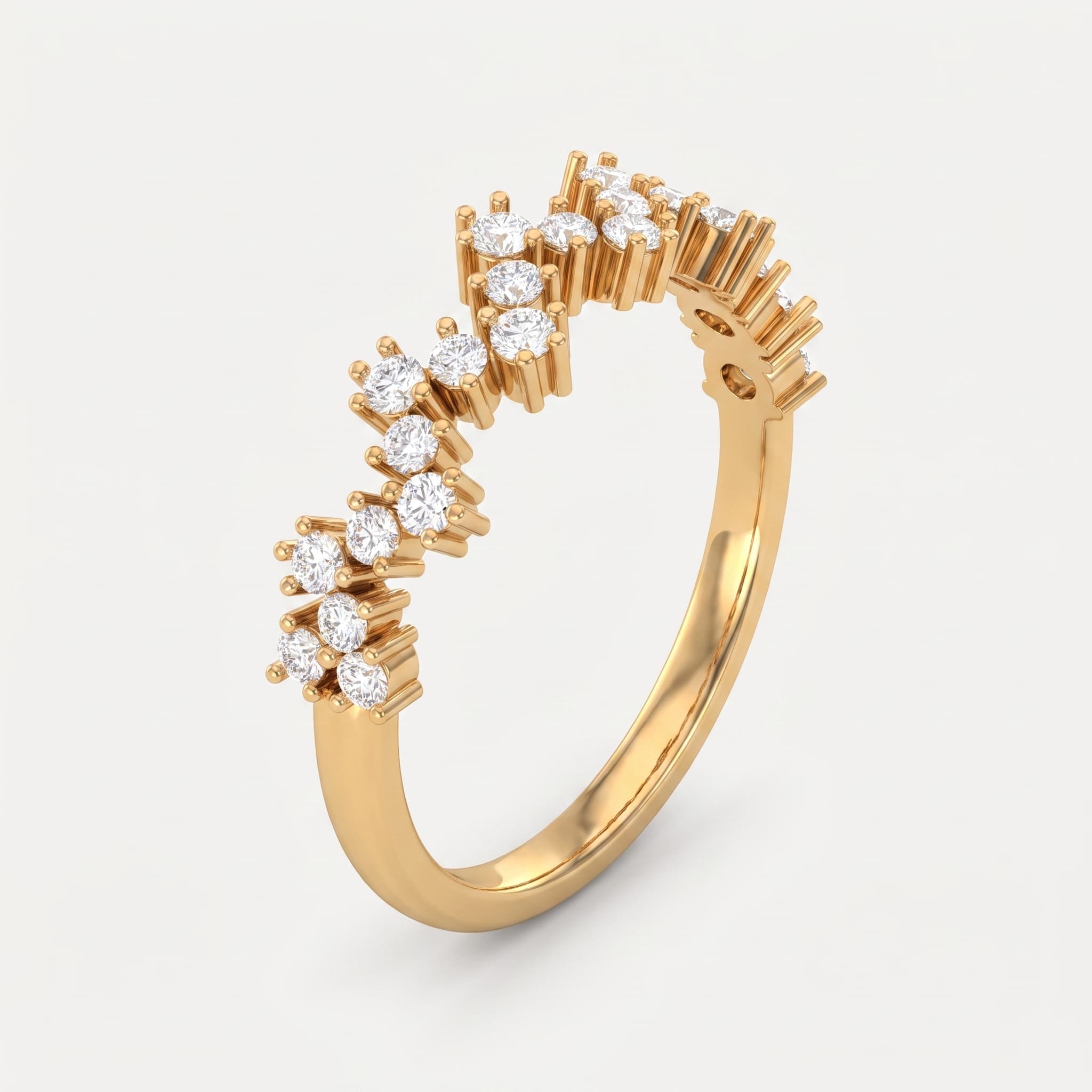 Constellation Drift — Round Diamond Cluster Ring on model