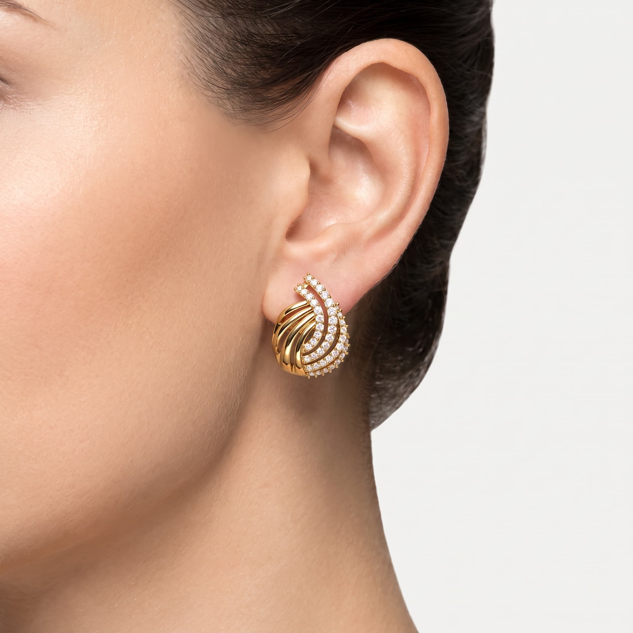 Whirlwind Petal — Pavé Diamond Swirl Stud Earrings thumbnail 3