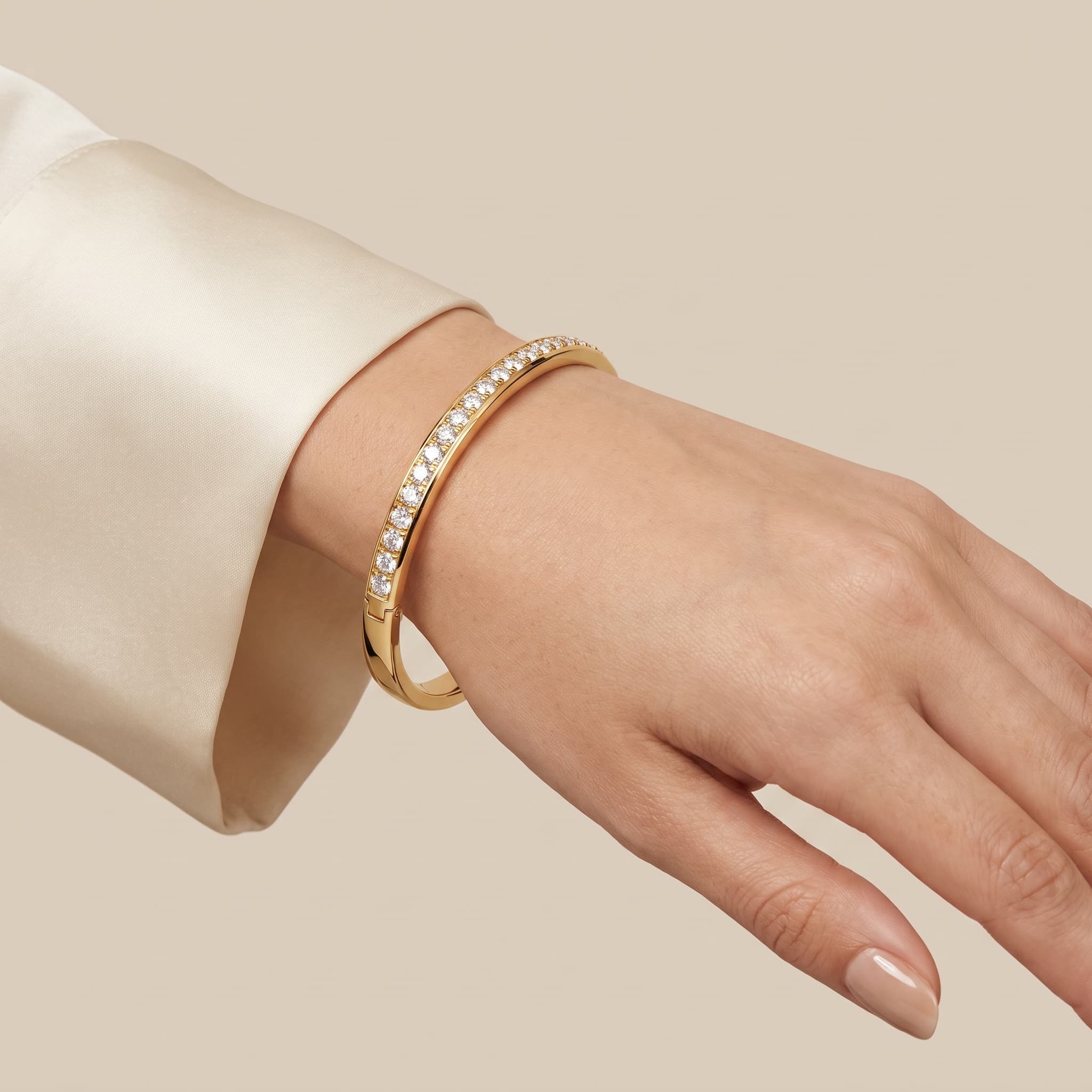 Simple Grace — Round Diamond Pavé Bangle on model