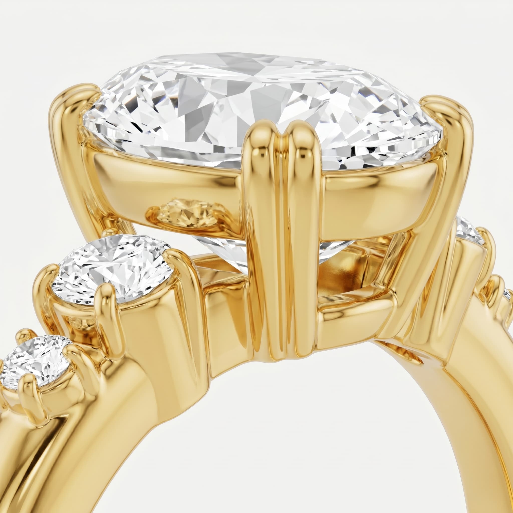 Quiet Company — Oval Diamond Side Stone Ring thumbnail 3